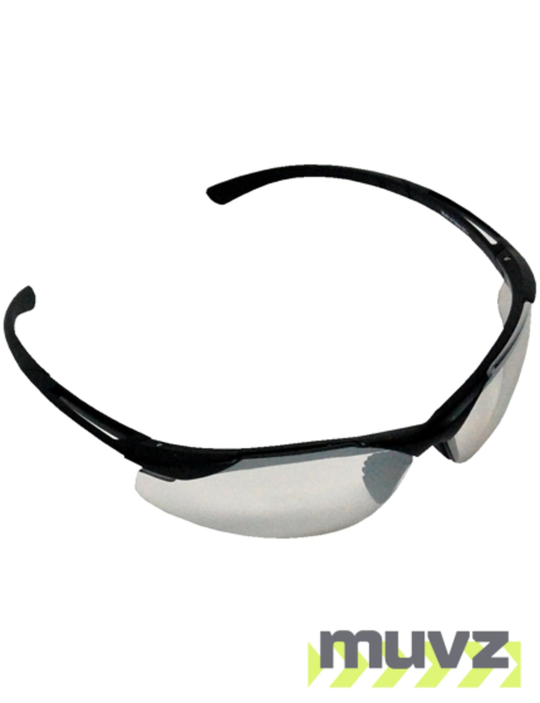 Z87+ Safety Sunglasses (light, wrap around lens, matte-black frame, IO silver anti-fog lens)
