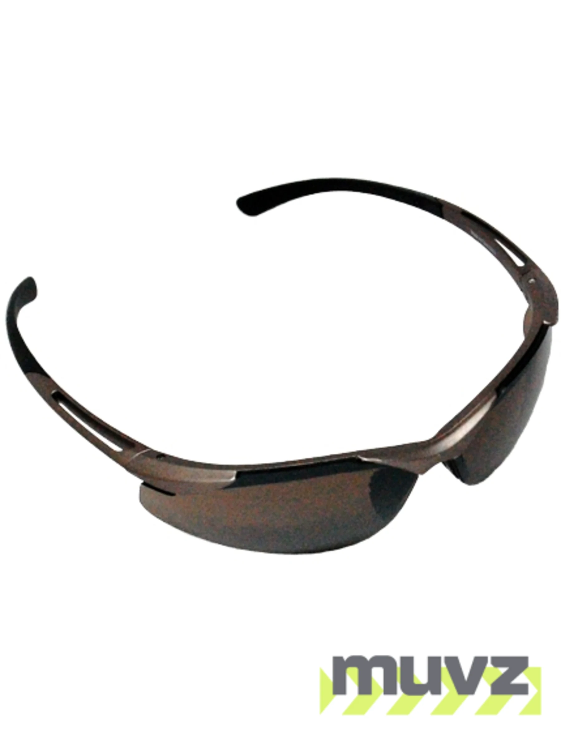 Z87+ Safety Sunglasses (light, wrap around lens, champagne frame, HD brown mirror anti-fog lens)