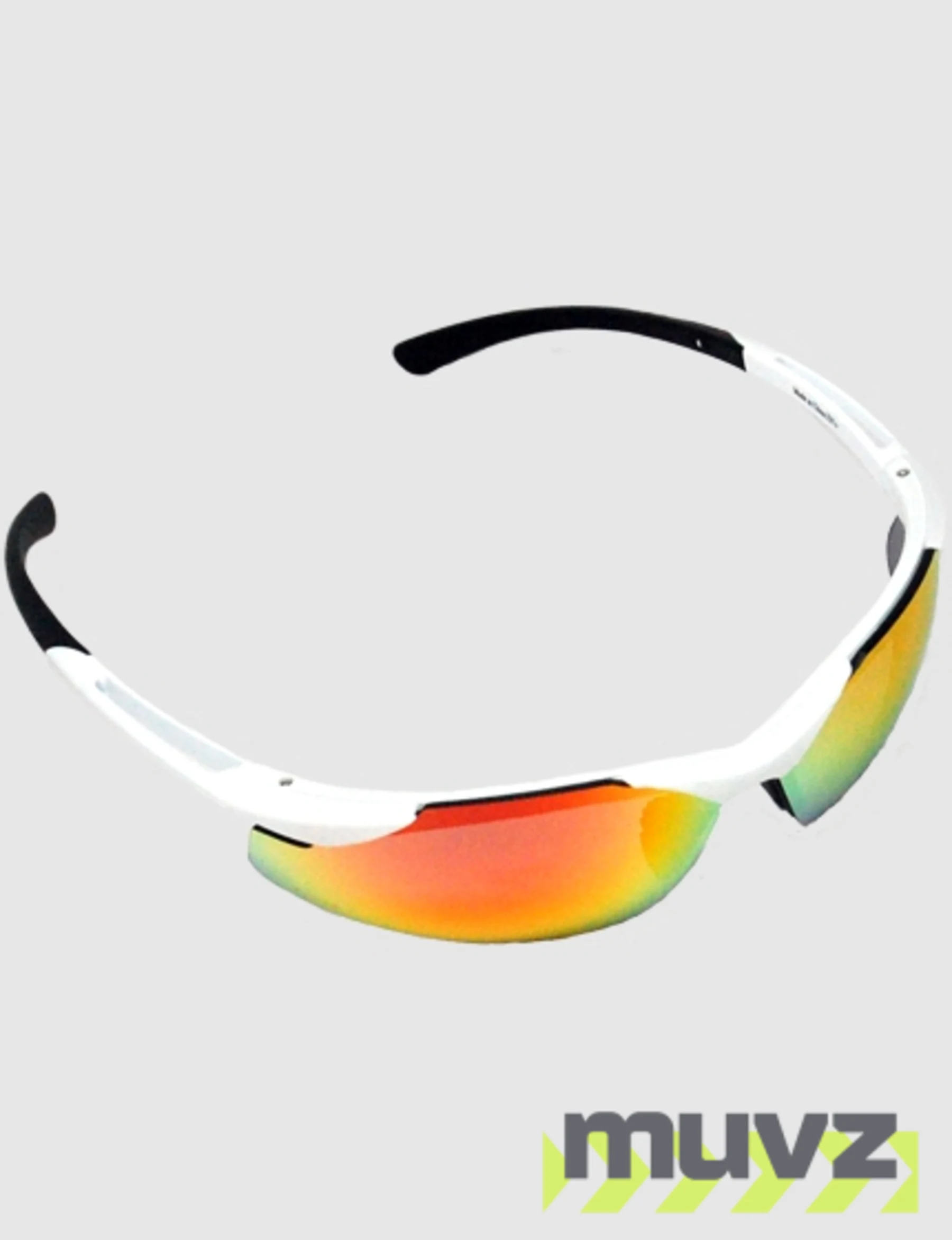Z87+ Safety Sunglasses (light, wrap around lens, white frame, red mirror anti-fog lens)