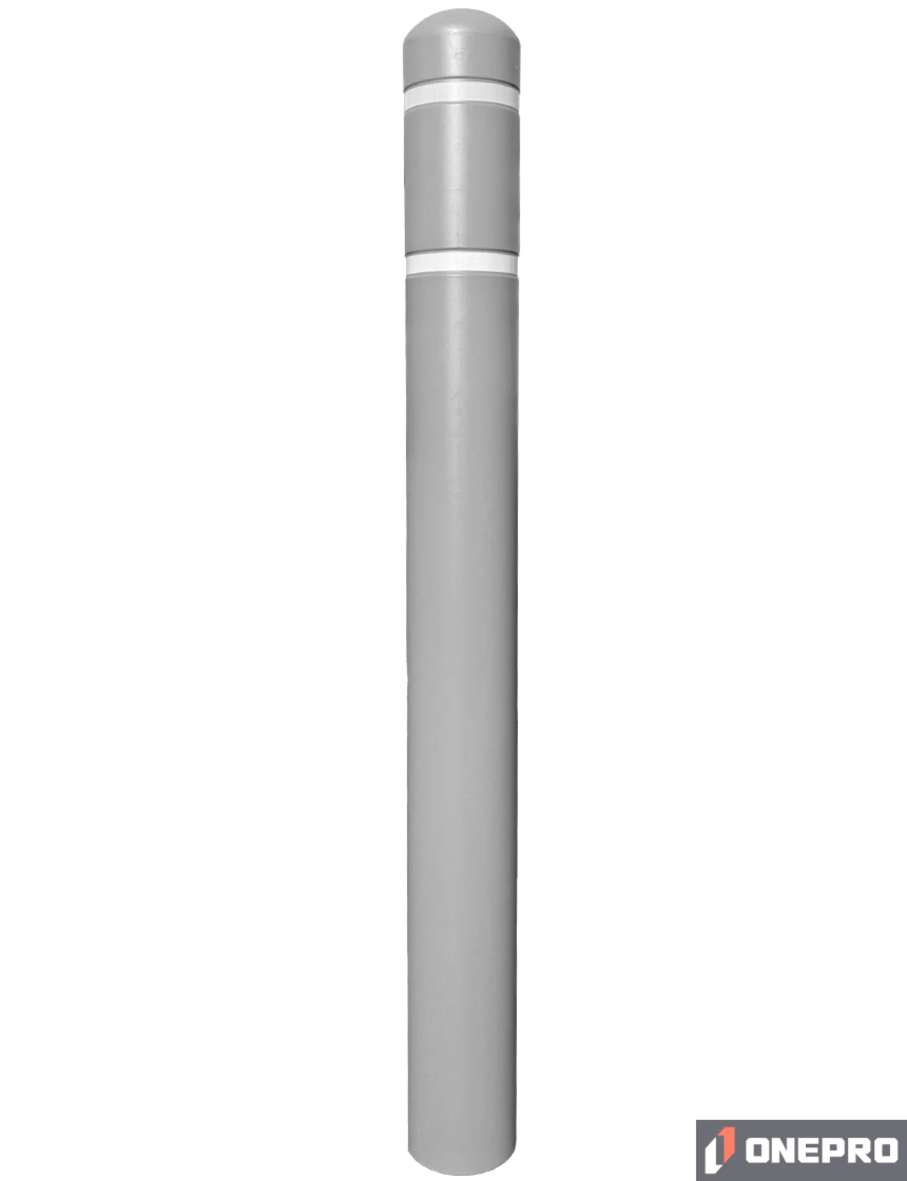 5\" x 52\" Gray Bollard Cover with Two (2) White Reflective Stripes