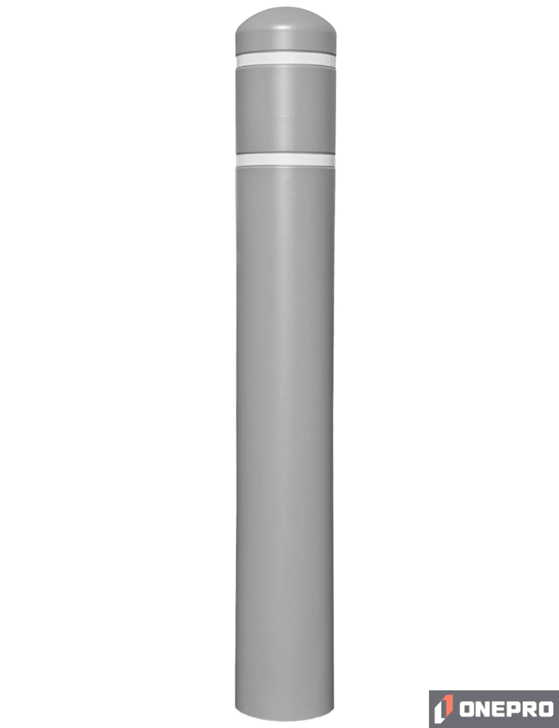 7\" x 52\" Gray Bollard Cover with Two (2) White Reflective Stripes