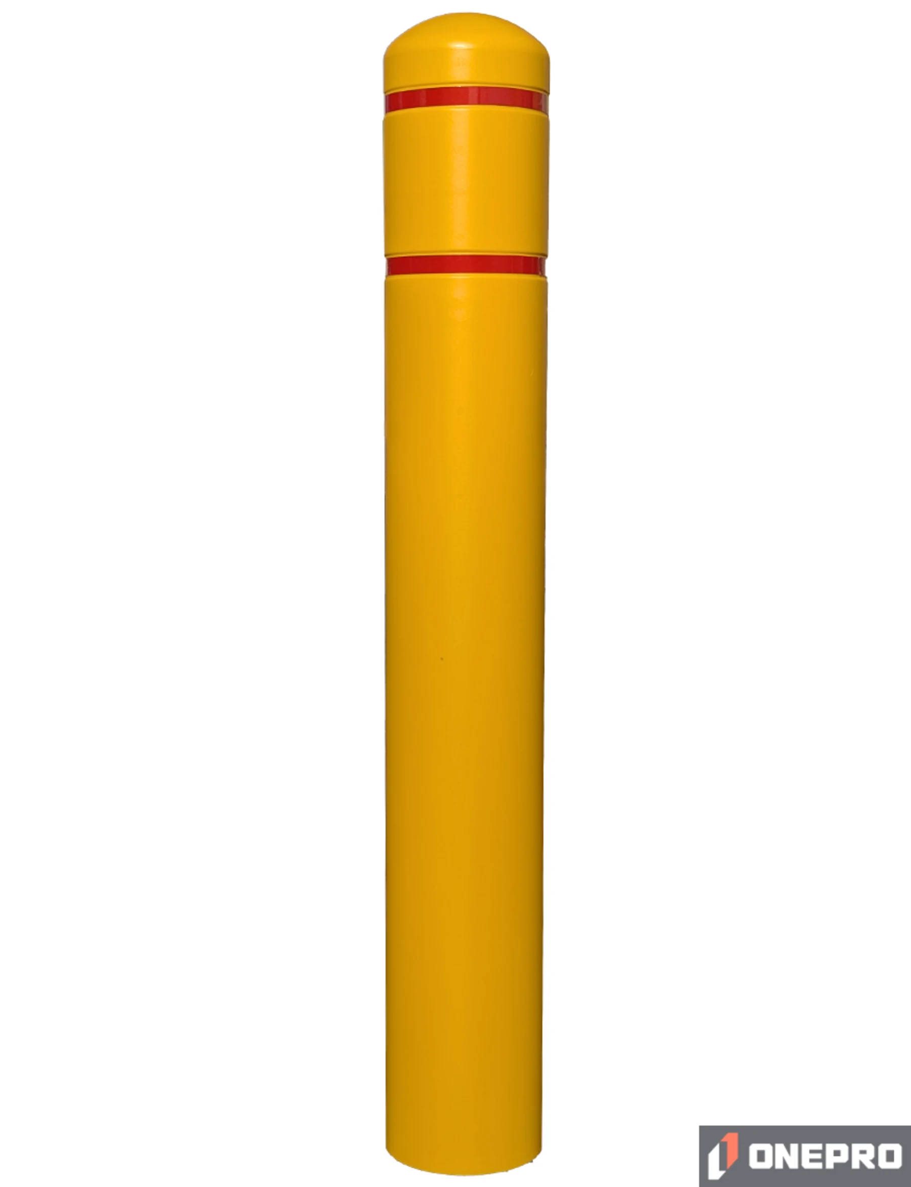 7\" x 52\" Yellow Bollard Cover with Two (2) Red Reflective Stripes