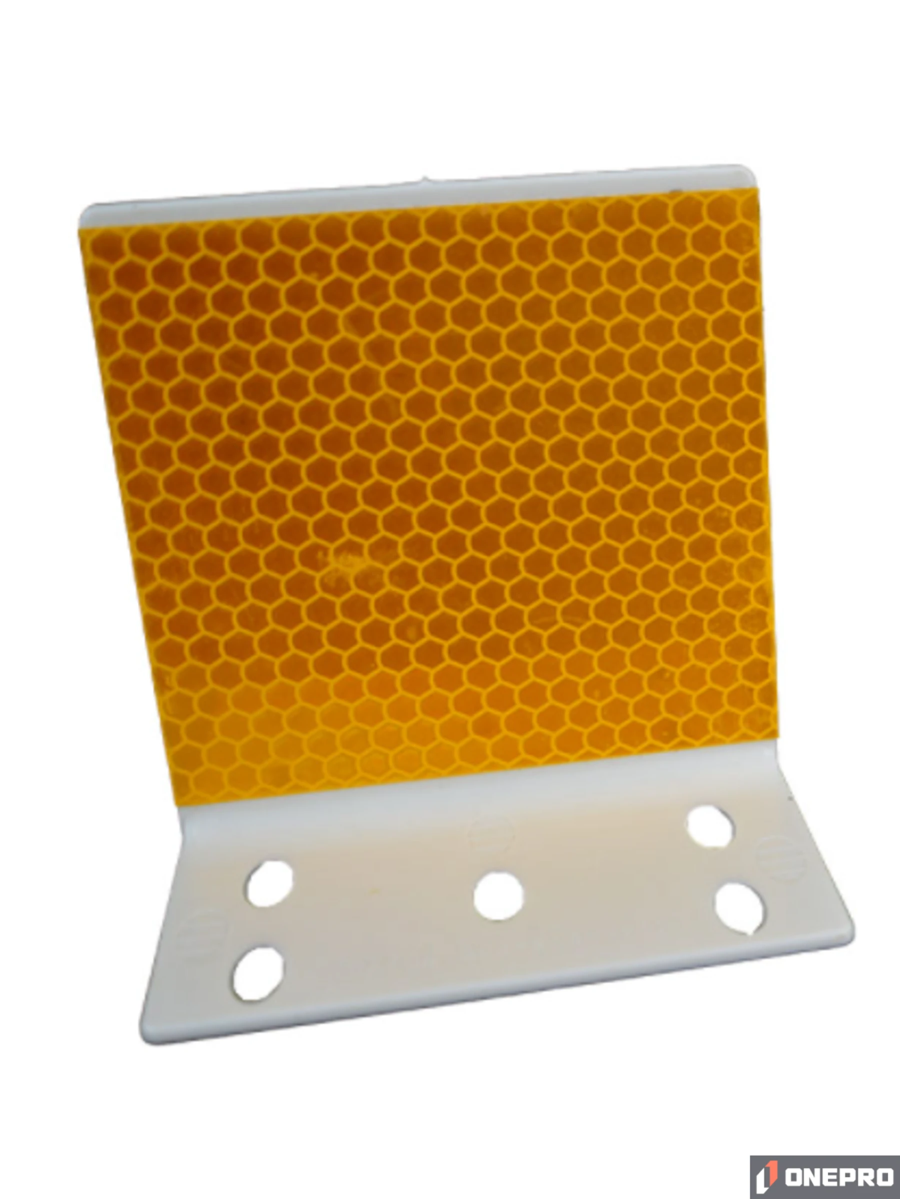 Box of 50 - 3\" White ABS Barrier Wall Reflectors Yellow Reflective Sheeting on One (1) Side