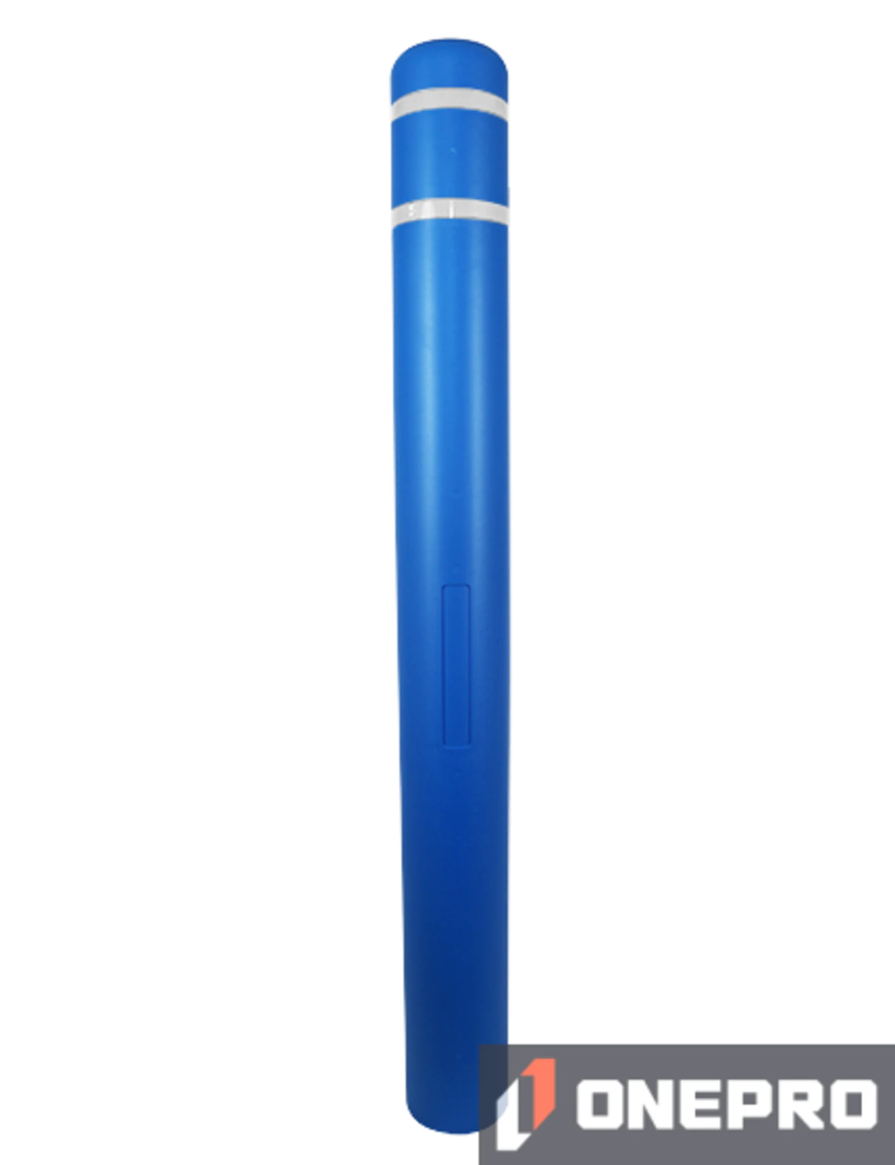 5\" x 52\" Blue Bollard Cover with Two (2) White Reflective Stripes