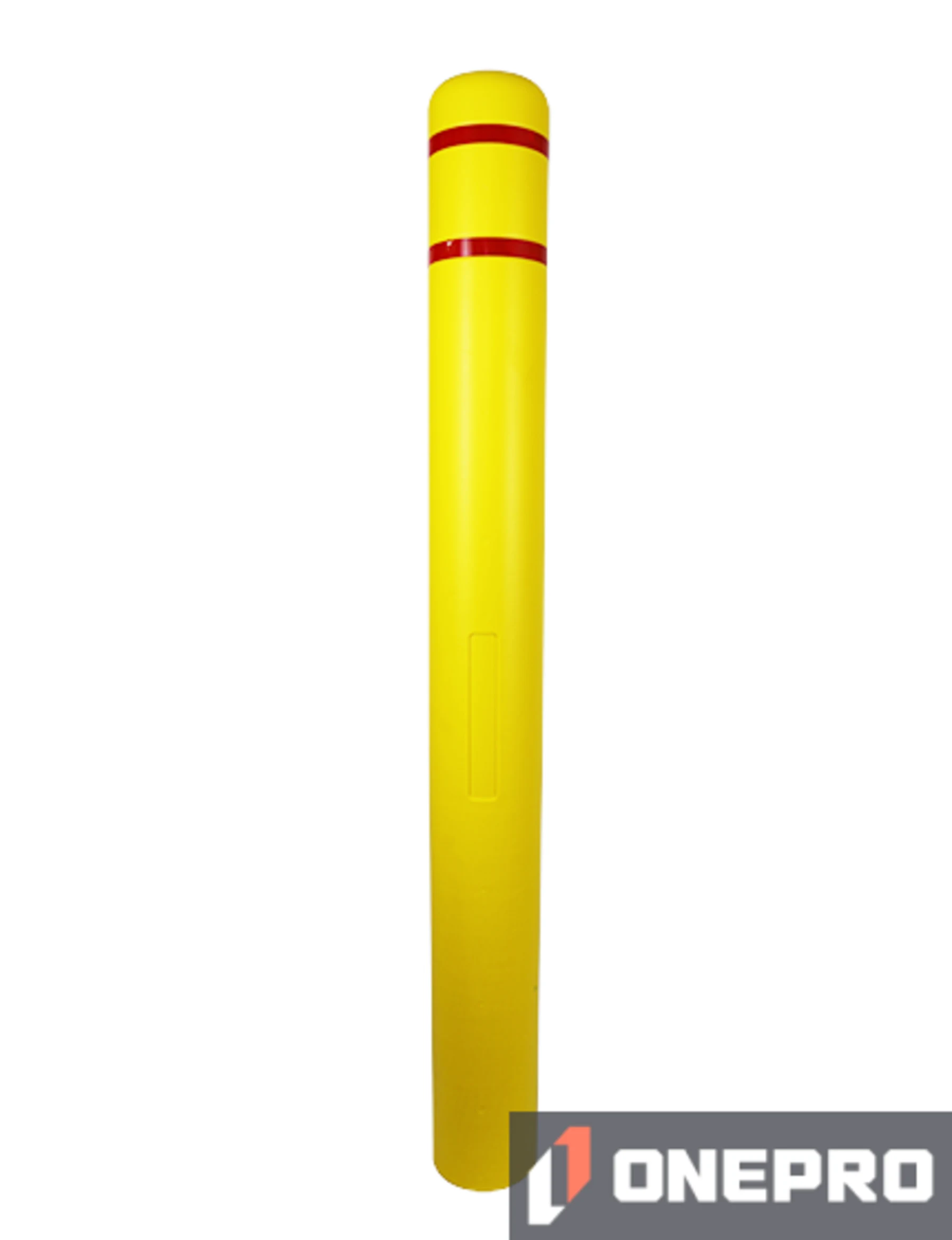 5\" x 52\" Yellow Bollard Cover with Two (2) Red Reflective Stripes