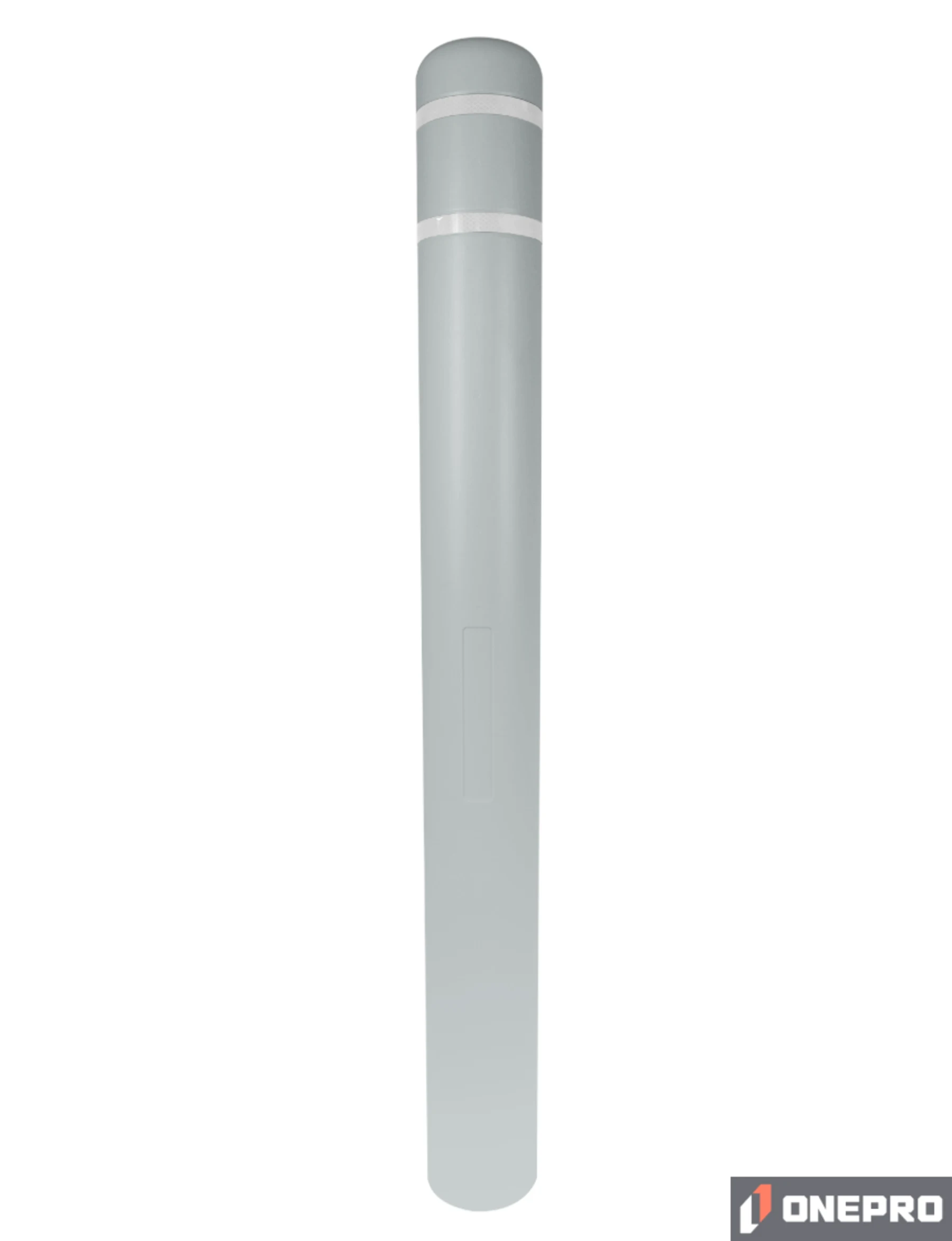 5\" x 52\" Gray Bollard Cover with Two (2) White Reflective Stripes