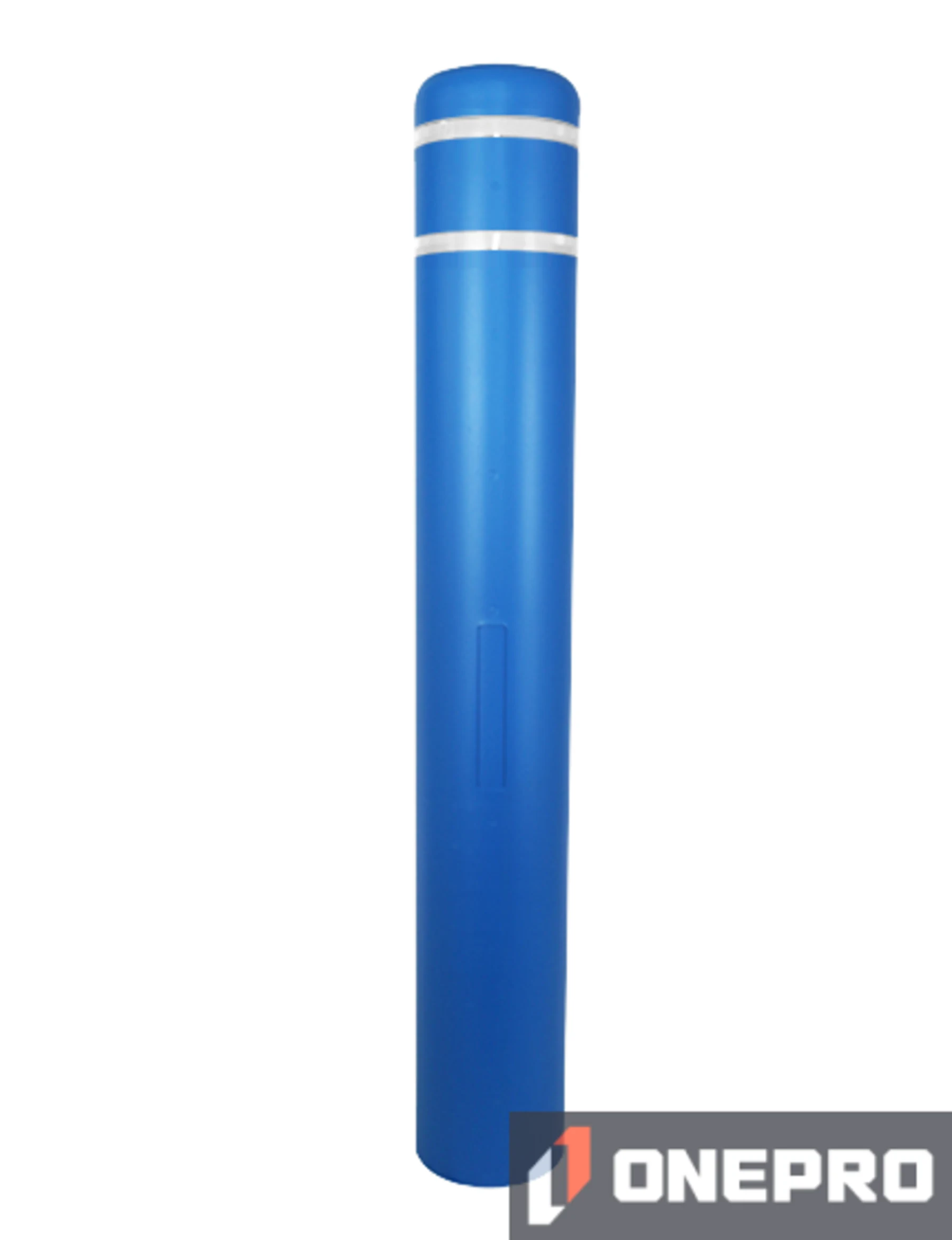 7\" x 52\" Blue Bollard Cover with Two (2) White Reflective Stripes