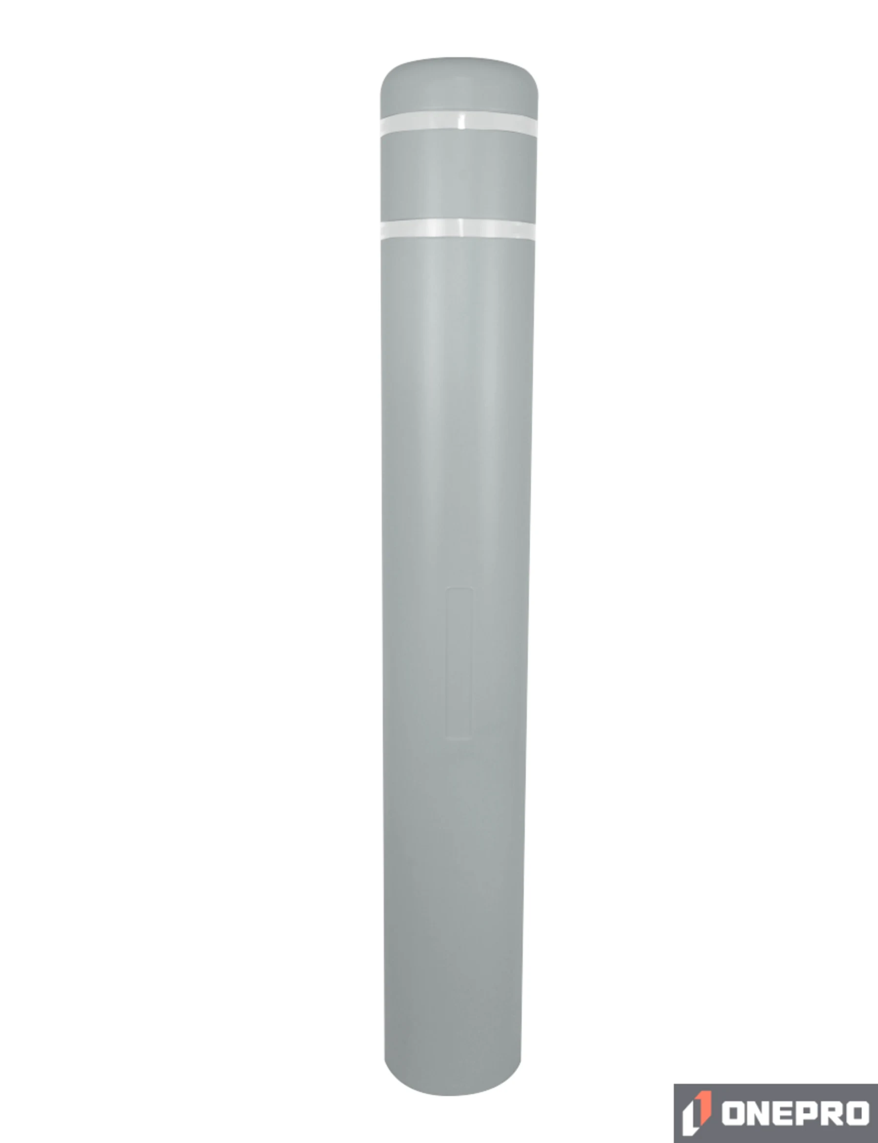 7\" x 52\" Gray Bollard Cover with Two (2) White Reflective Stripes