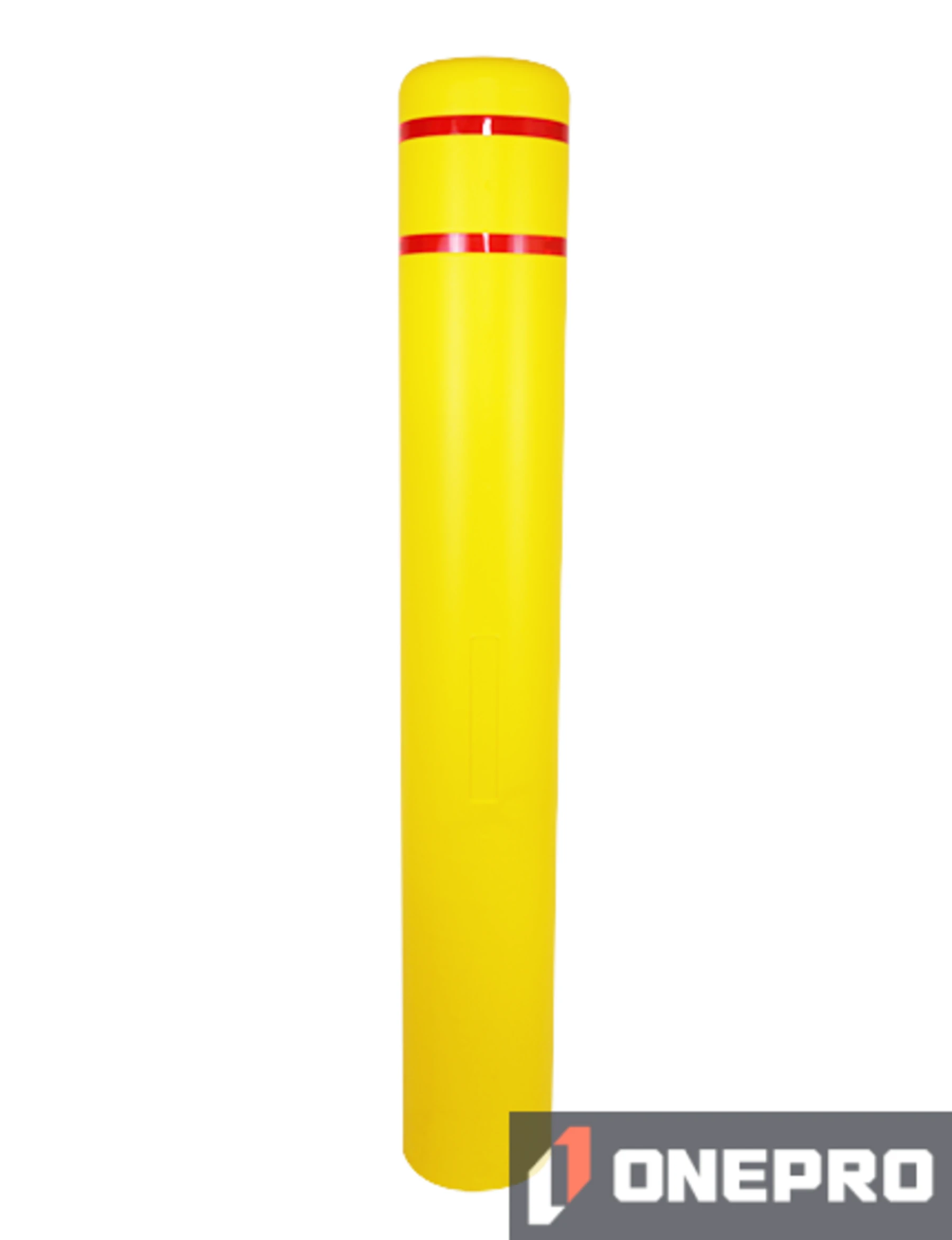 7\" x 52\" Yellow Bollard Cover with Two (2) Red Reflective Stripes