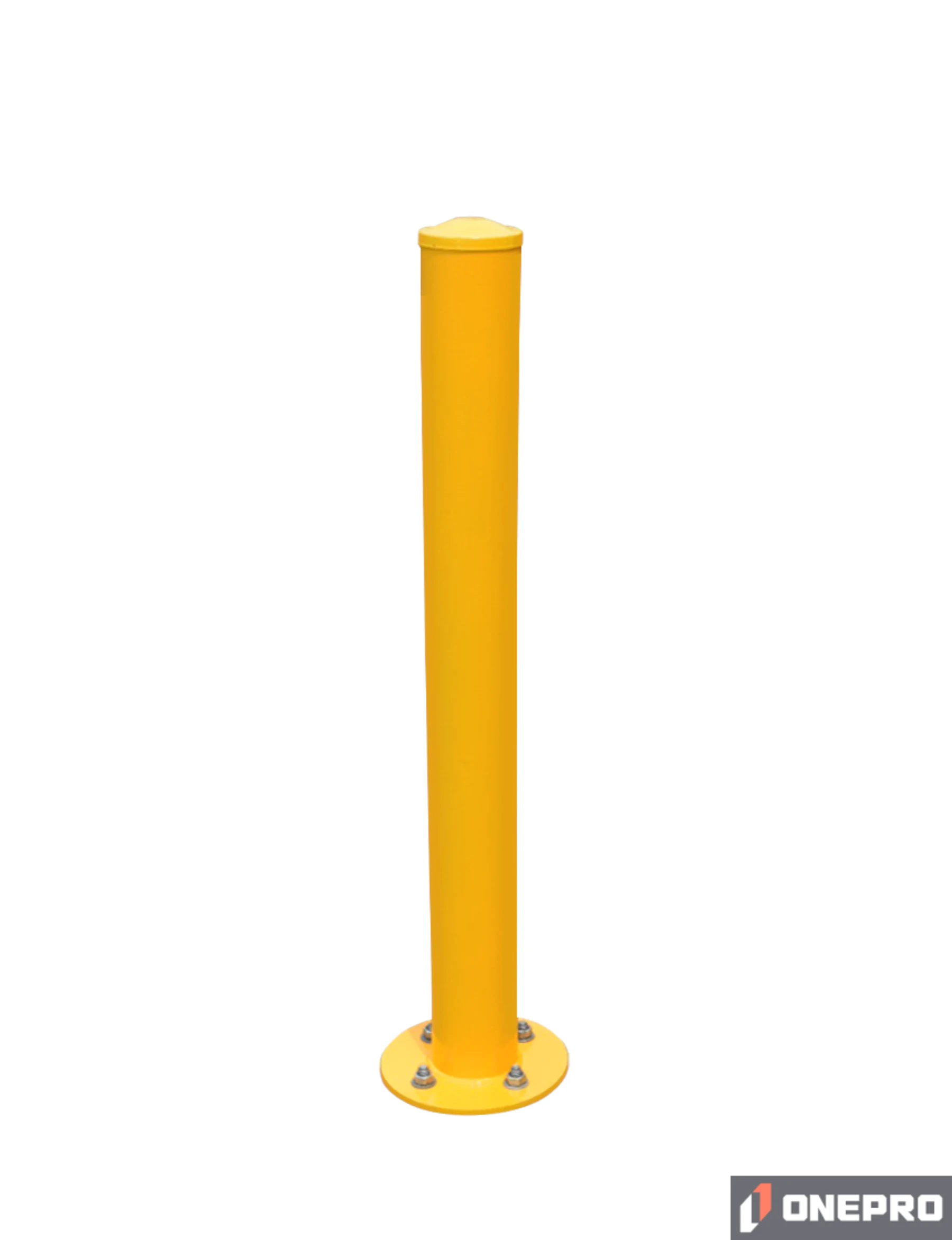 4 1/2\" OD x 48\" Tall, Galvanized Steel Bollard, Powder Coated Safety Yellow w/ 10\" Round Base