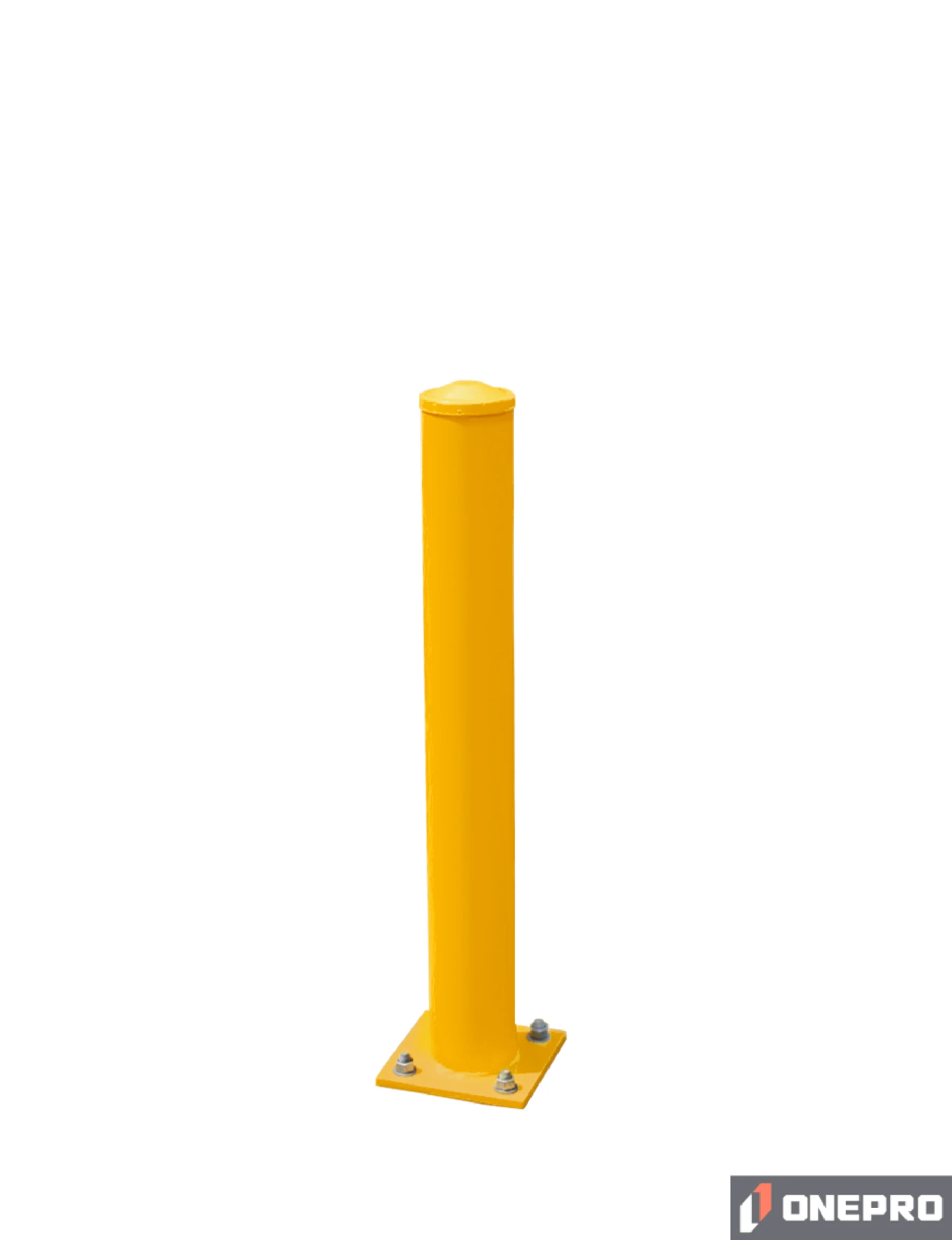 4 1/2\" OD x 36\" Tall, Steel Bollard, Powder Coated Safety Yellow w/ 8\" Square Base