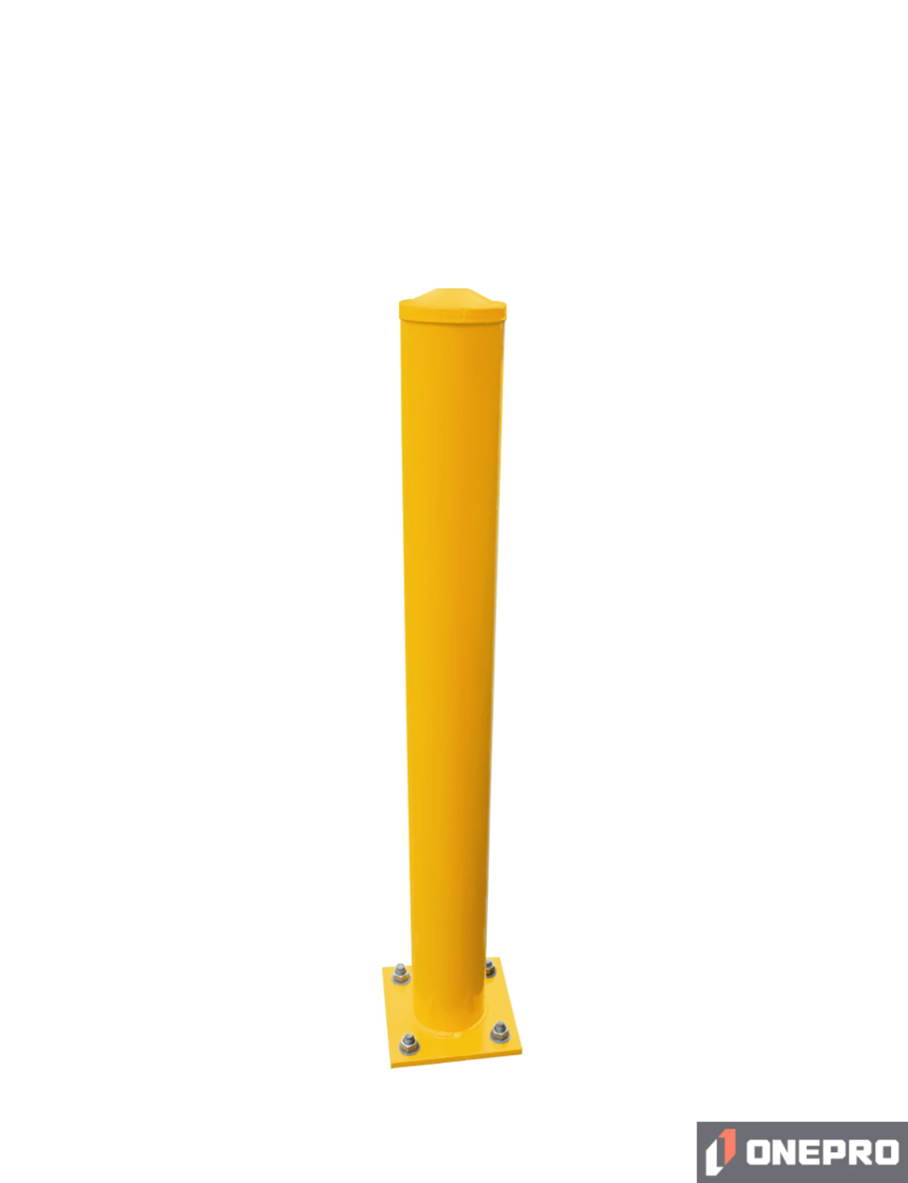 4 1/2\" OD x 42\" Tall, Steel Bollard, Powder Coated Safety Yellow w/ 8\" Square Base