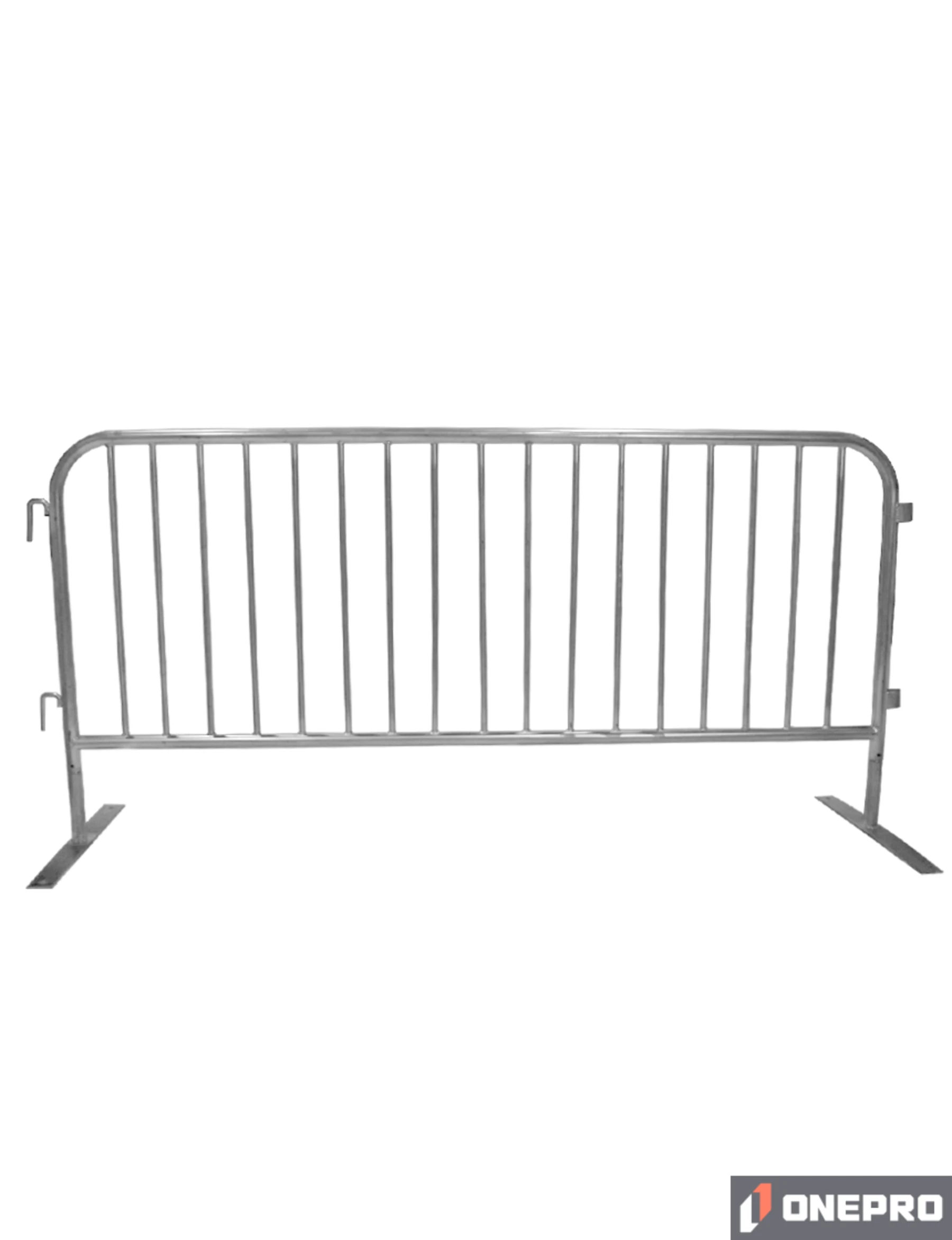 7\u0027 (84\") Long x 42\" Tall, Galvanized Steel Crowd Control Barricade with Flat Feet