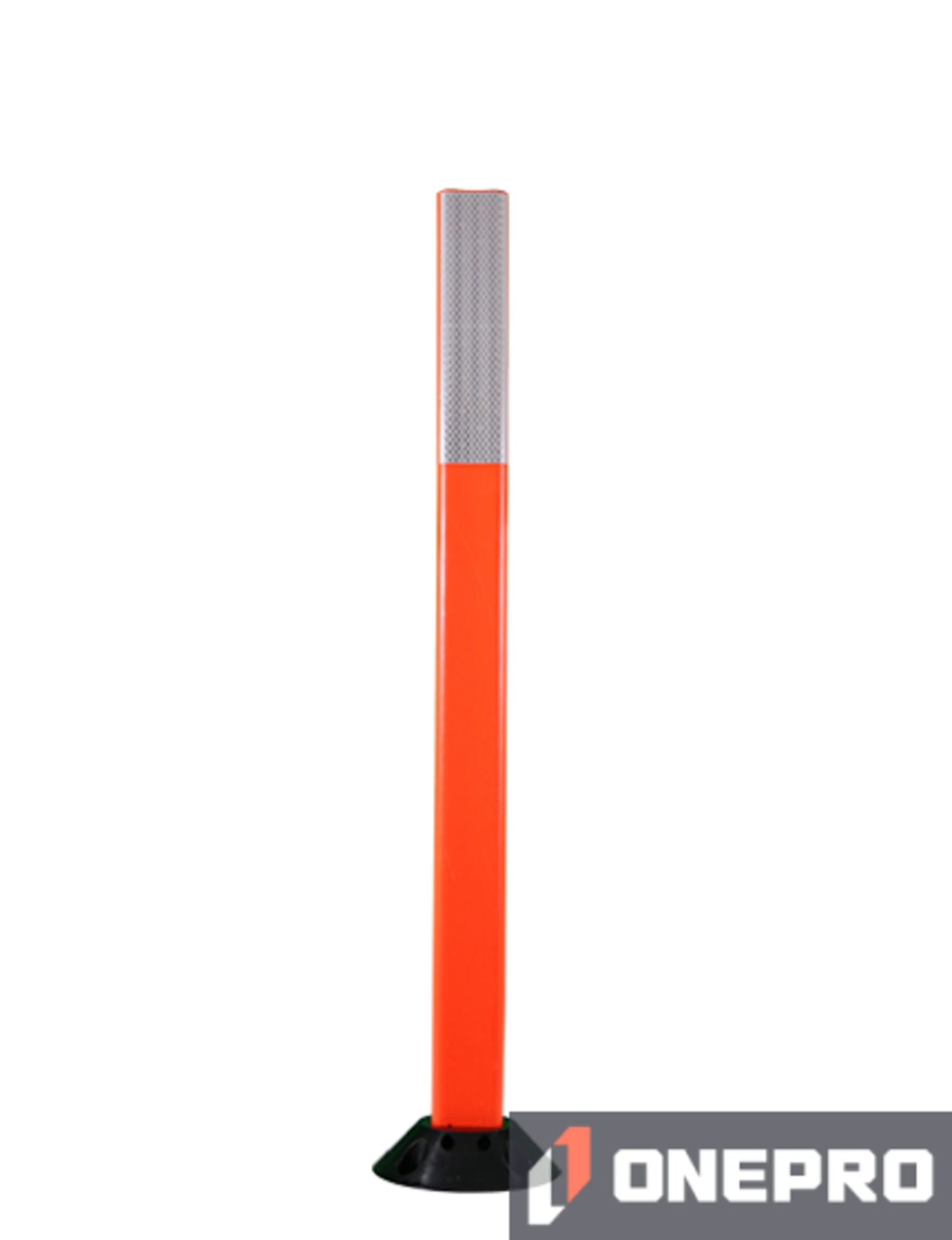 42\" Orange Cloverleaf Delineator w/ two (2) 3\" white reflective collars \u0026 Asphalt Mounting Hardware