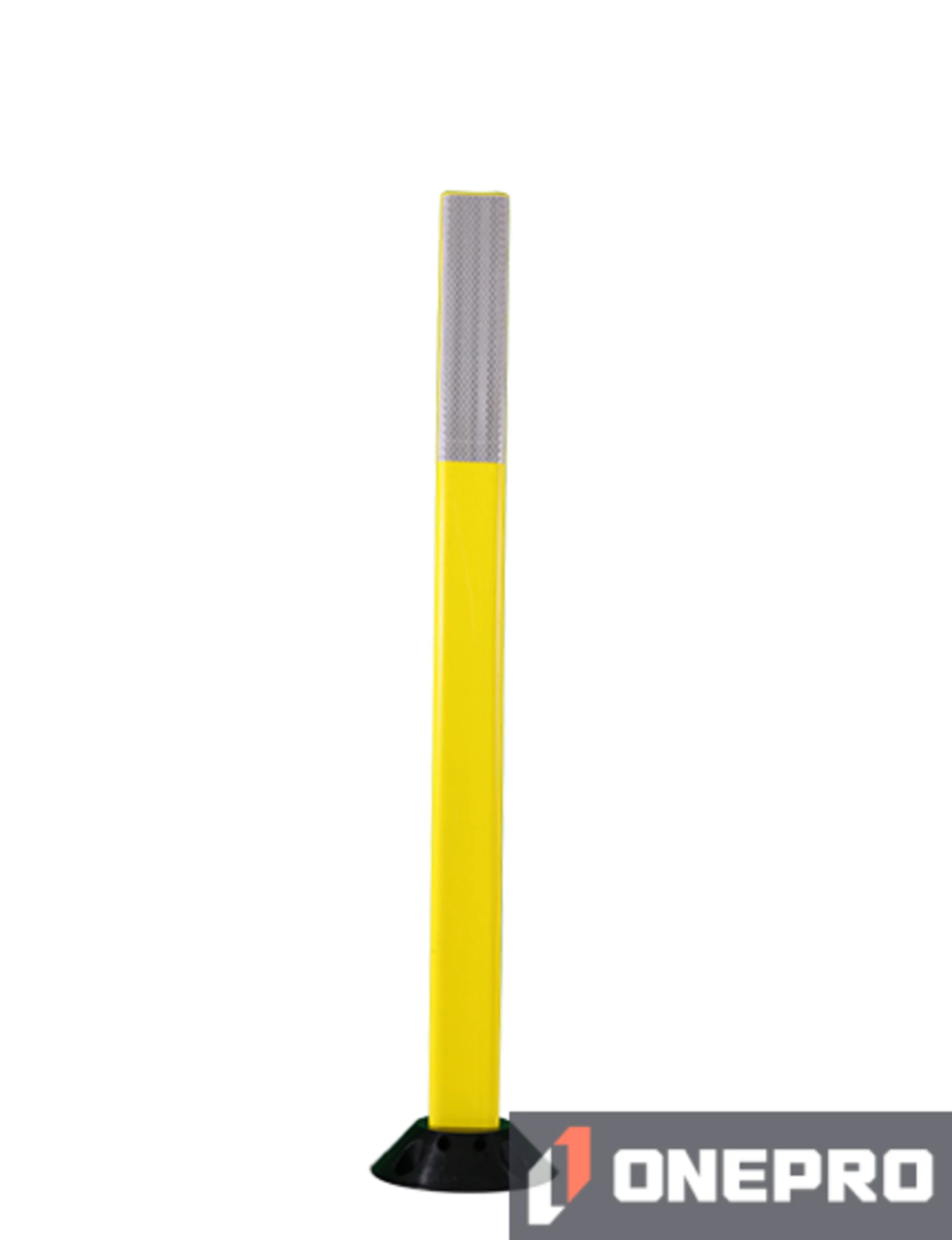 42\" Yellow Cloverleaf Delineator w/two (2) 3\" white reflective collars \u0026 Adhesive Mounting Hardware