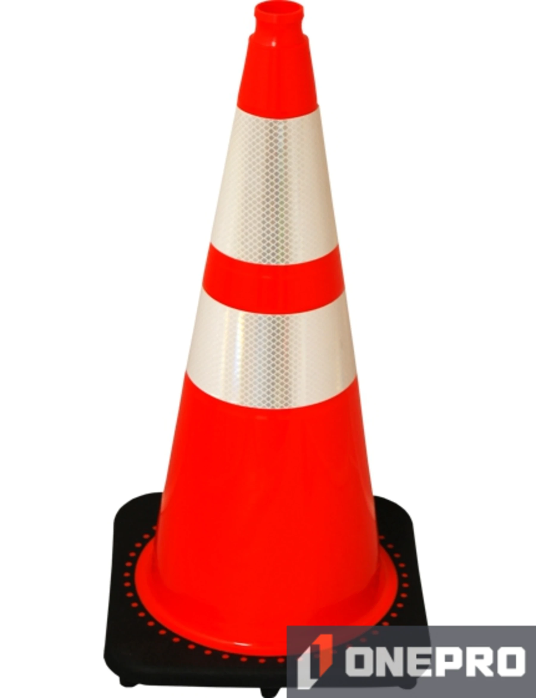 Orange 28\" 10.0 lb Black Base Cone with 6\" \u0026 4\" Reflective Collars