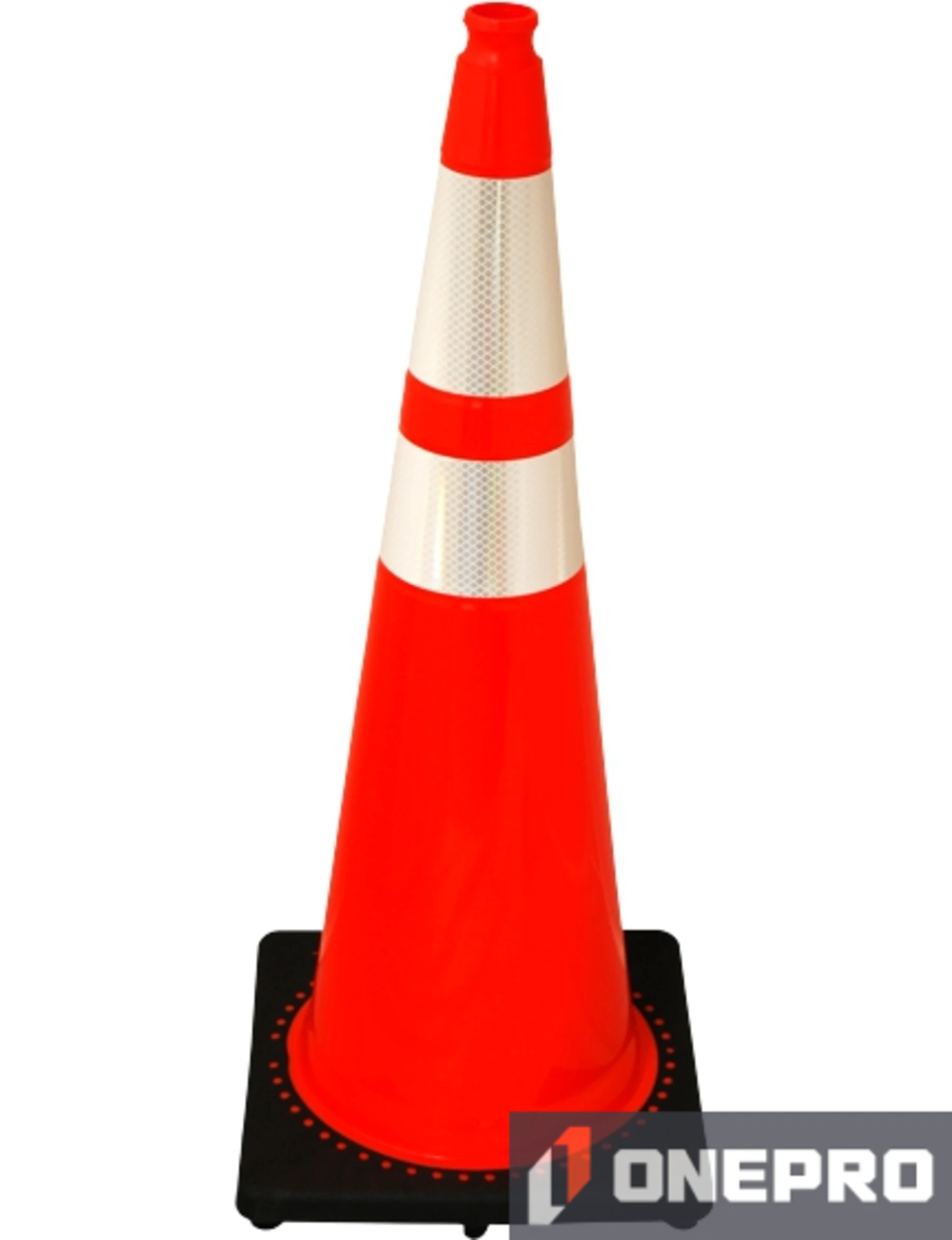 Orange 36\" 10.0 lb Black Base Cone with 6\" \u0026 4\" Reflective Collars