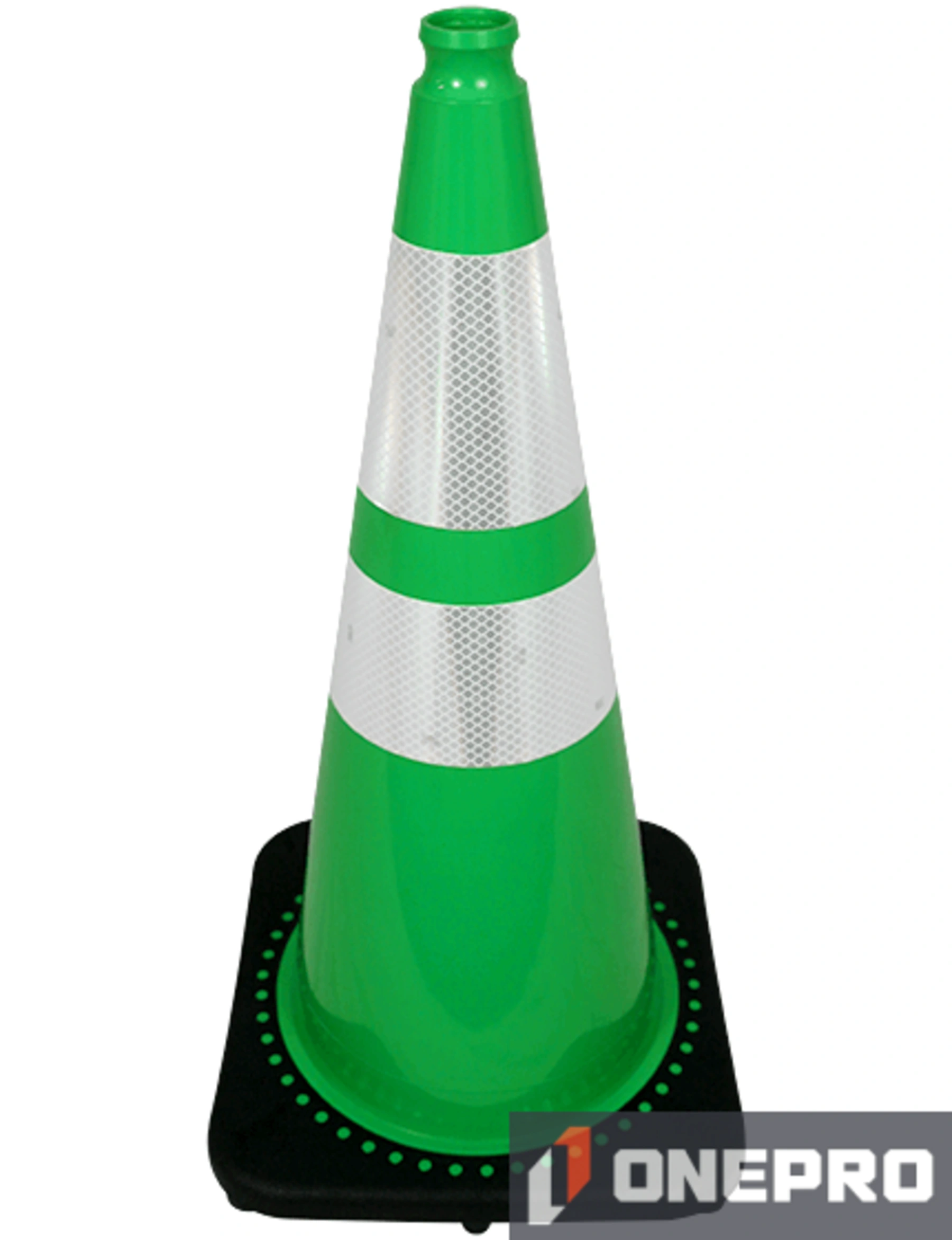 28\" Green Traffic Cone w/6\" \u0026 4\" Reflective Collars