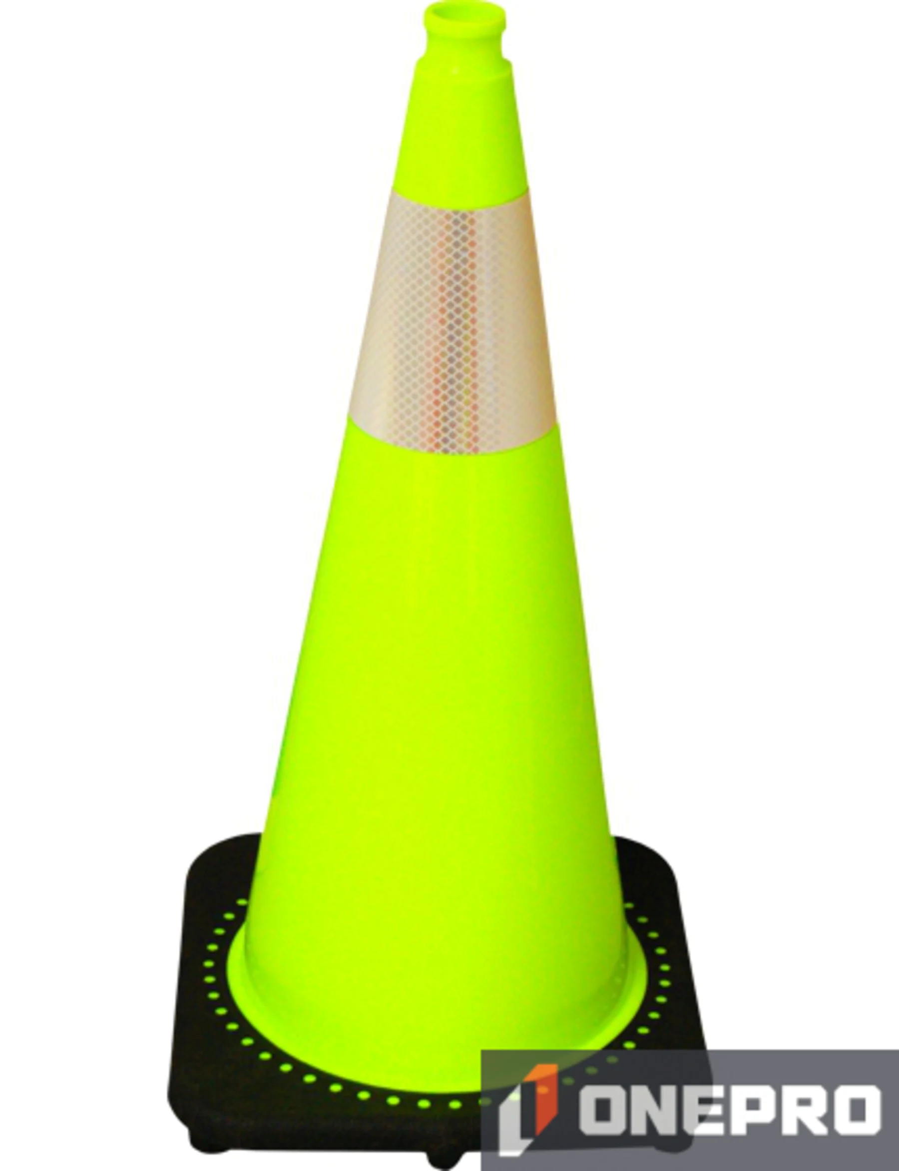 Lime 28\" 7.0 lb Black Base Cone with 6\" Reflective Collar