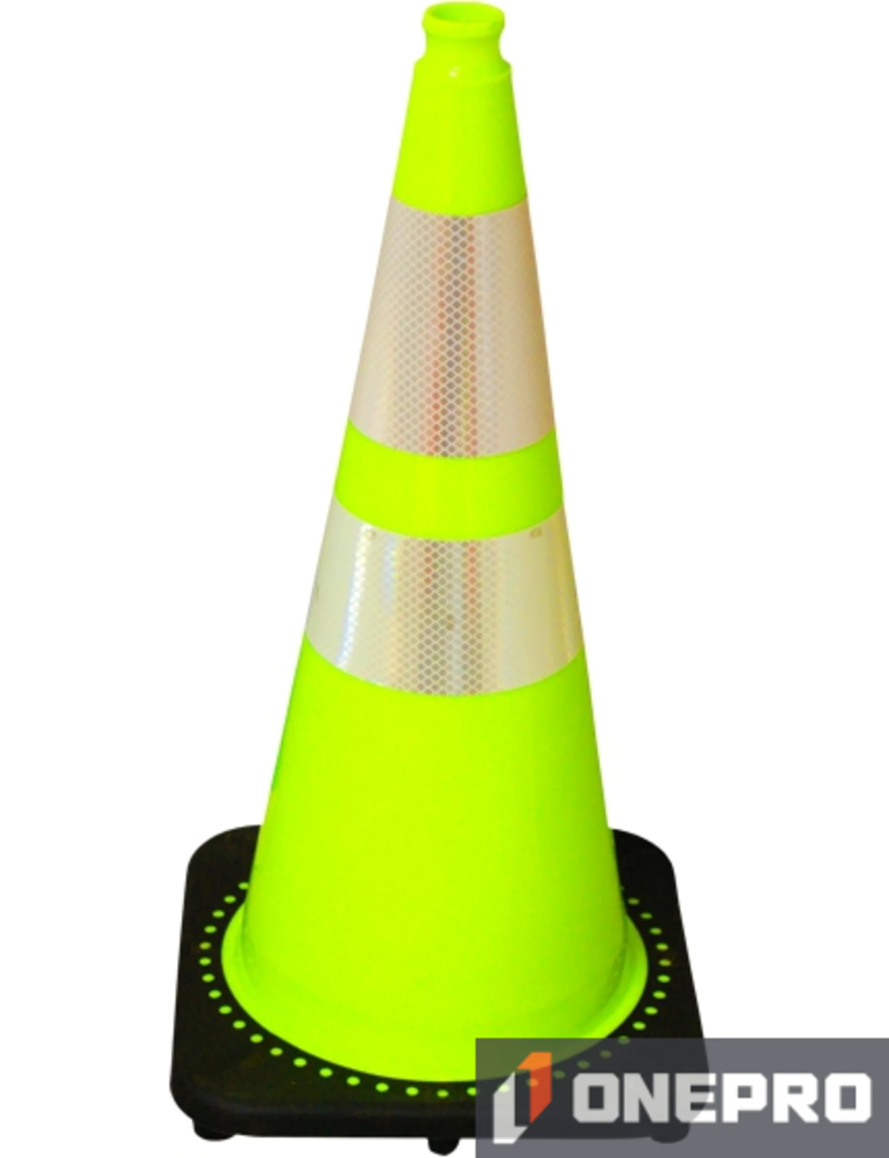 Lime 28\" 7.0 lb Black Base Cone with 6\" \u0026 4\" Reflective Collars