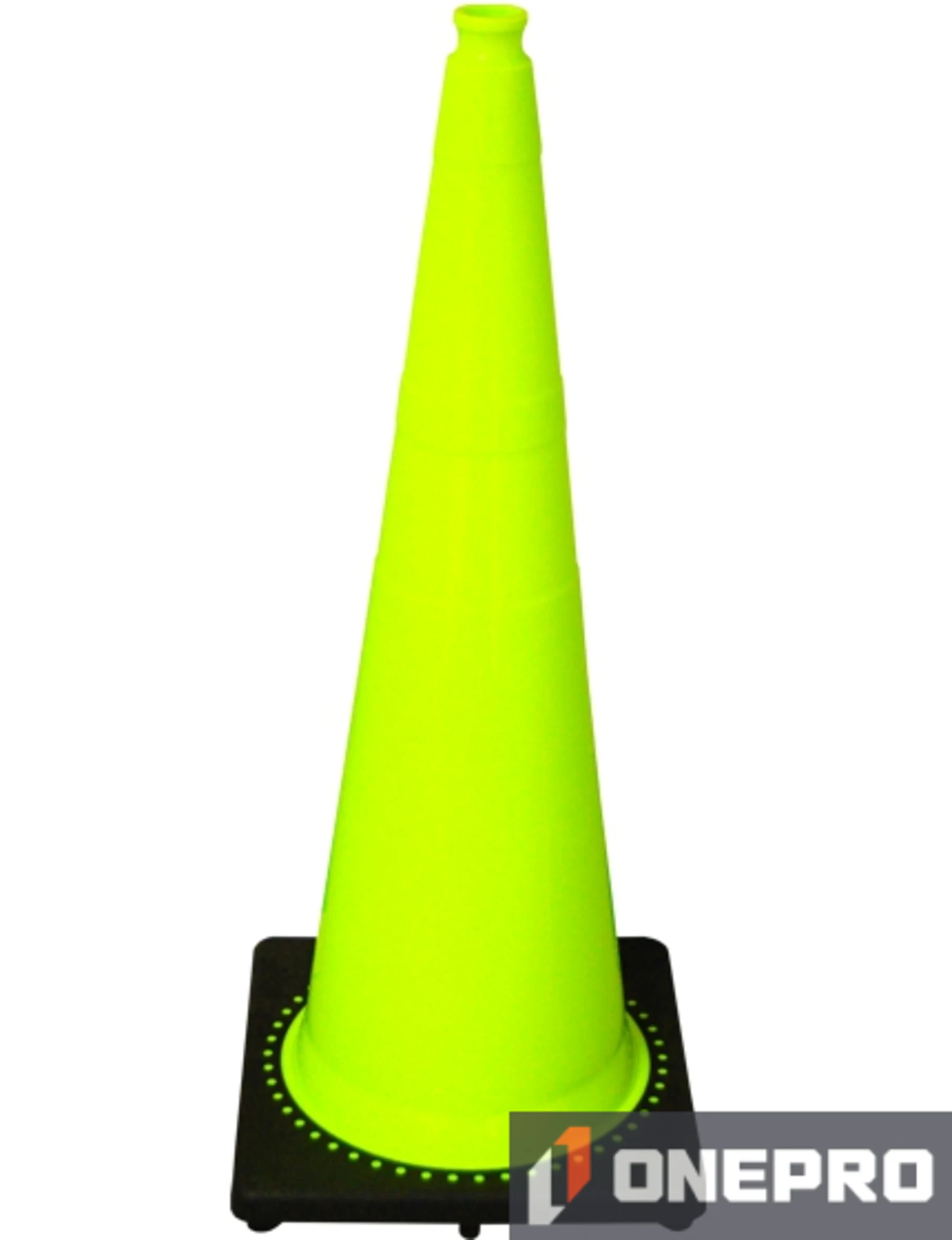 36\" 10 lb Lime Black Base Traffic Cone