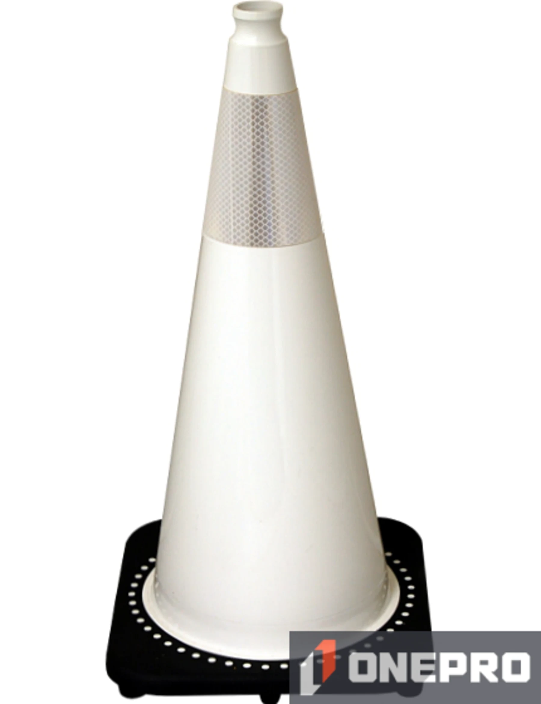 White 28” 7.0 lb Black Base Cone with 6” Reflective Collar