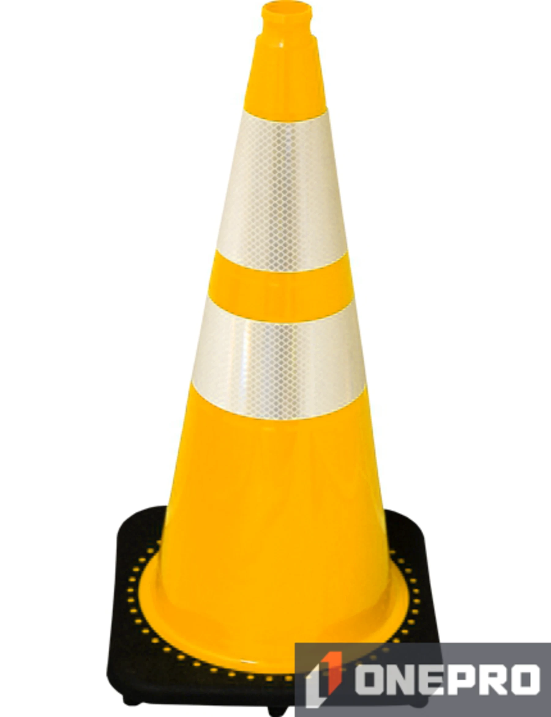Yellow 28\" 7.0 lb Black Base Cone with 6\" \u0026 4\" Reflective Collars