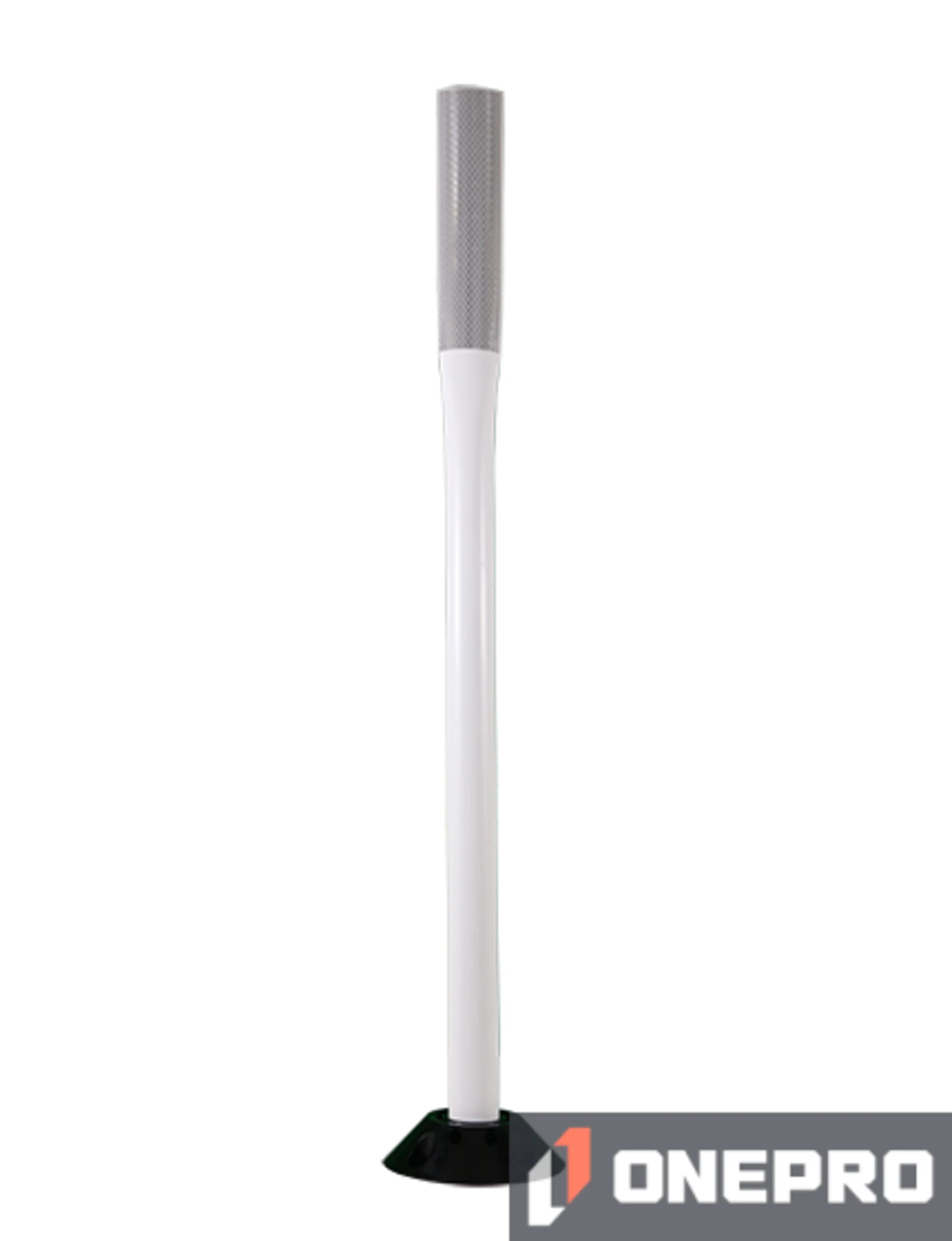 48\" White Flat Faced Delineator with one (1) 2\"X 12\" white reflective strip \u0026 Concrete Hardware