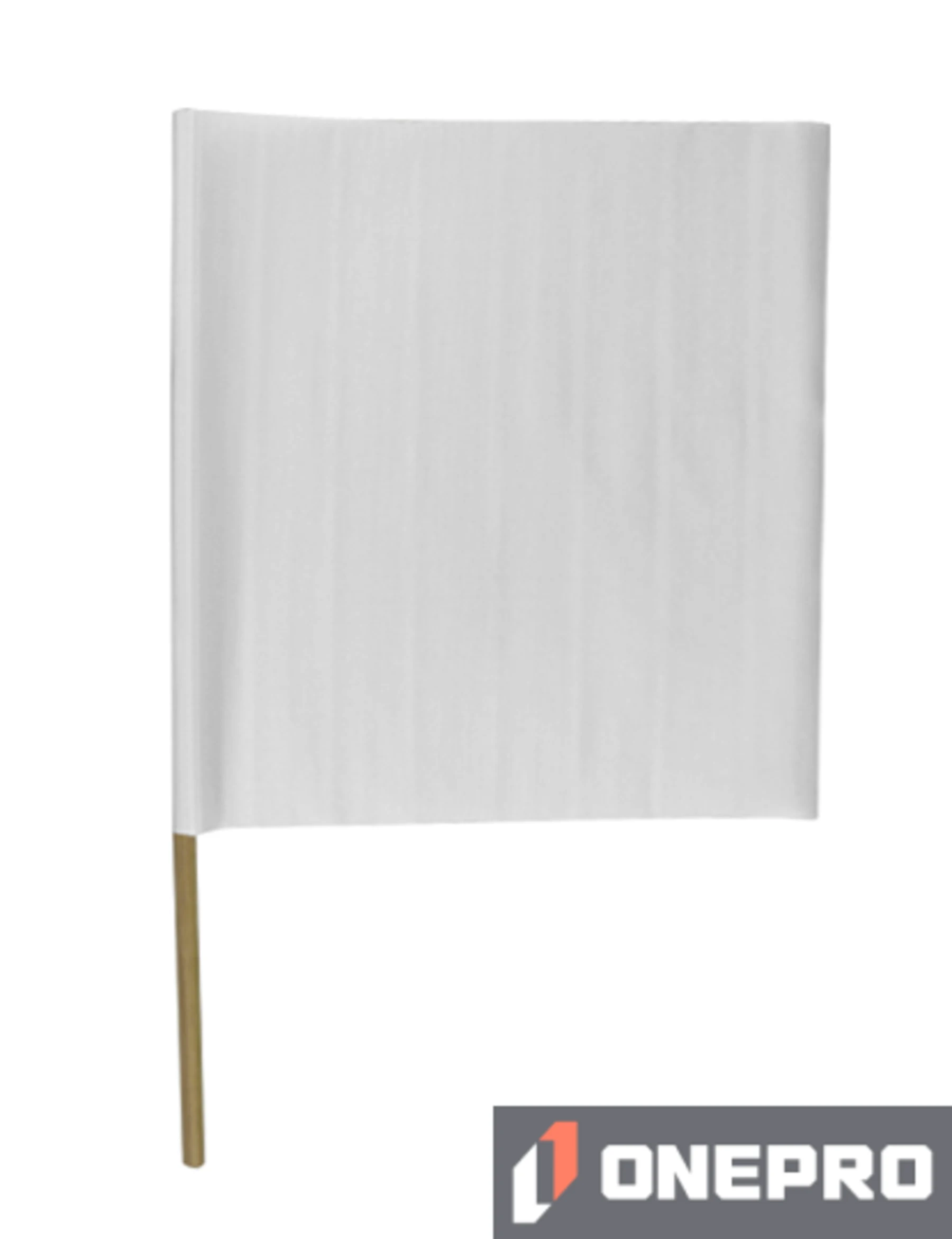 20\" x 20\" White Airport Barricade Flag with 30\" Wooden Handle