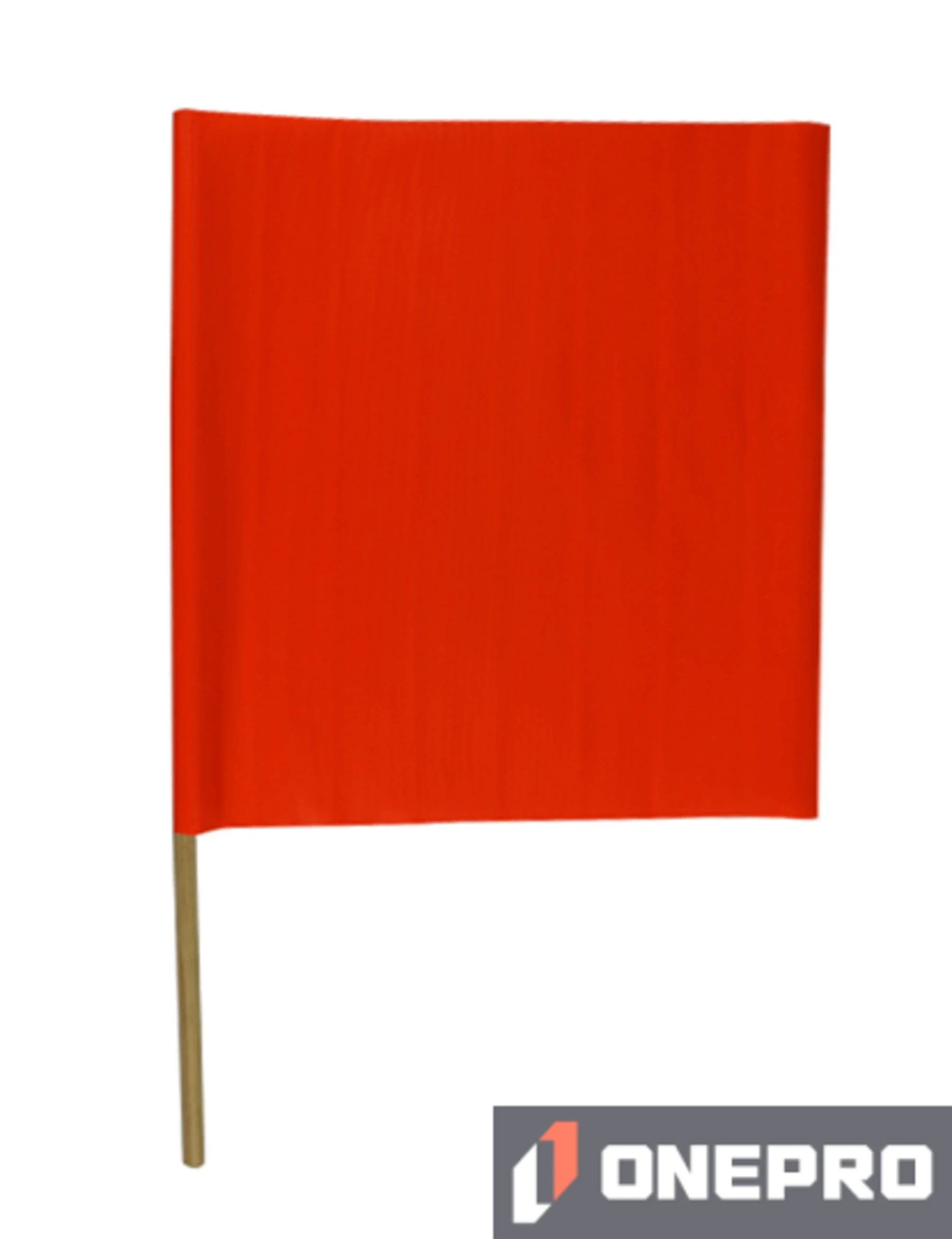 24\" Orange Vinyl Warning Flag with 36\" Wooden Dowel Handle