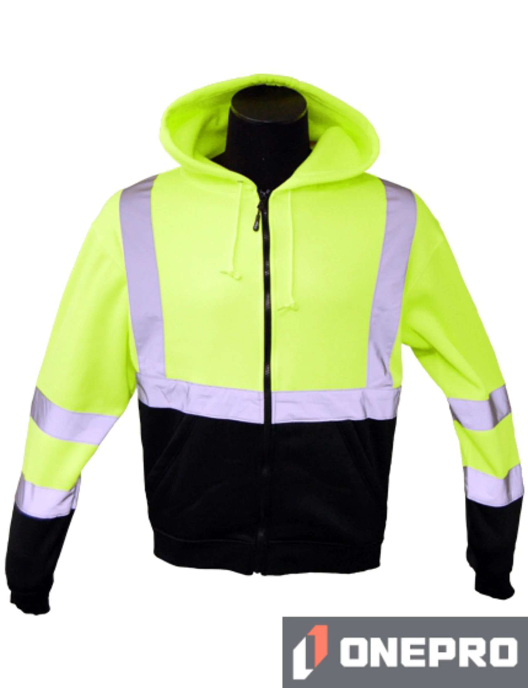Class 3, Lime, Hooded Full Zipper Sweatshirt, Large