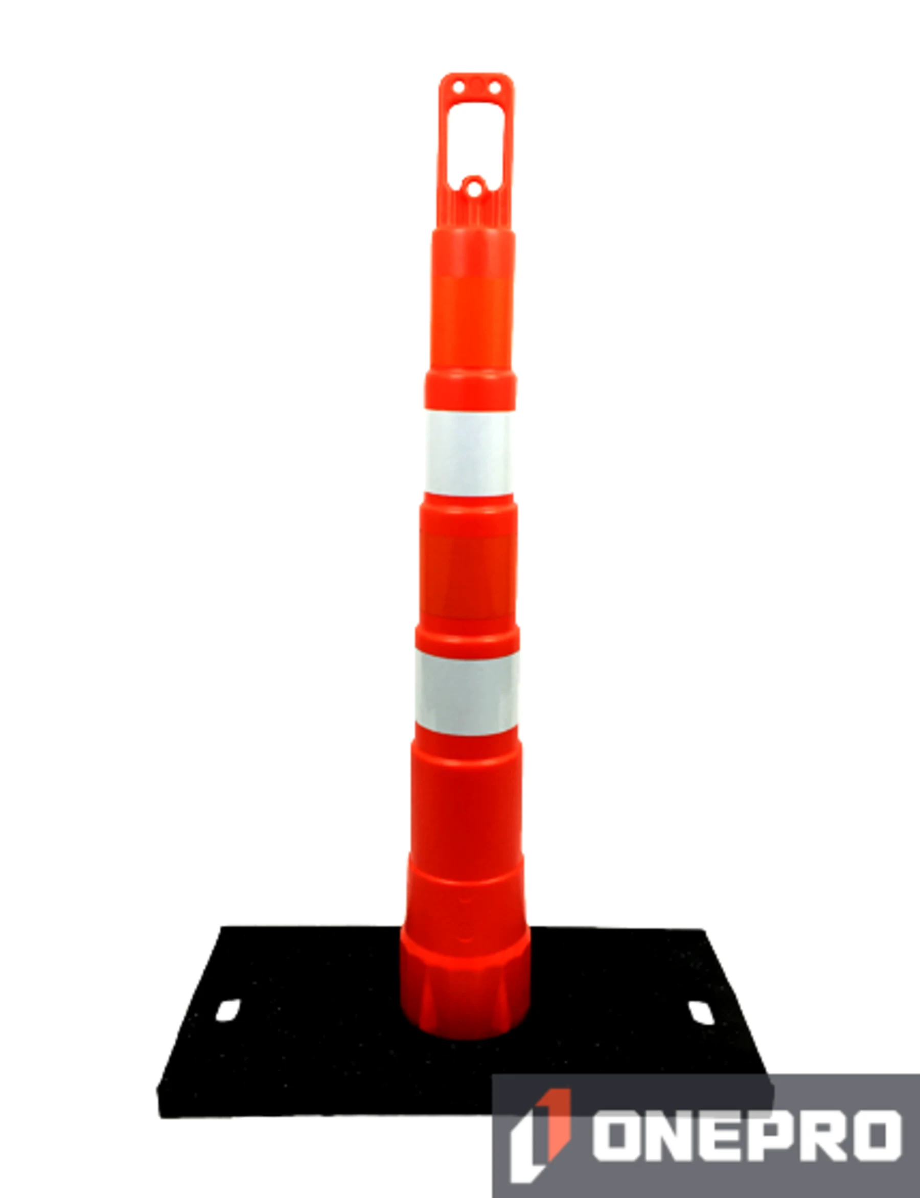 42\" Channelizer Cone with Four (4) 4\" HI Reflective Collar and 30 lb Recycled Rubber Base