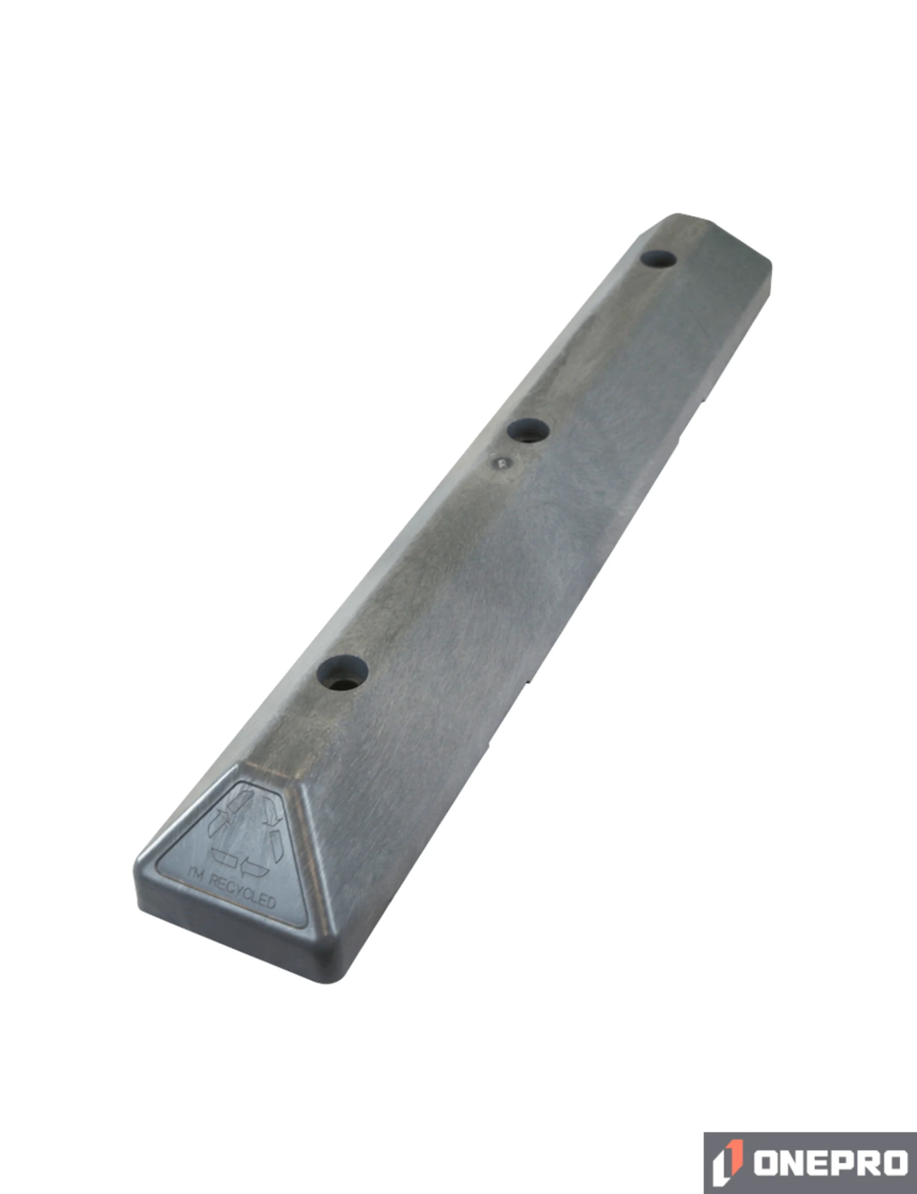 3\u0027 Gray Recycled Plastic \u0027Commercial\u0027 Parking Block w/three 18\" Galvanized Steel Spikes