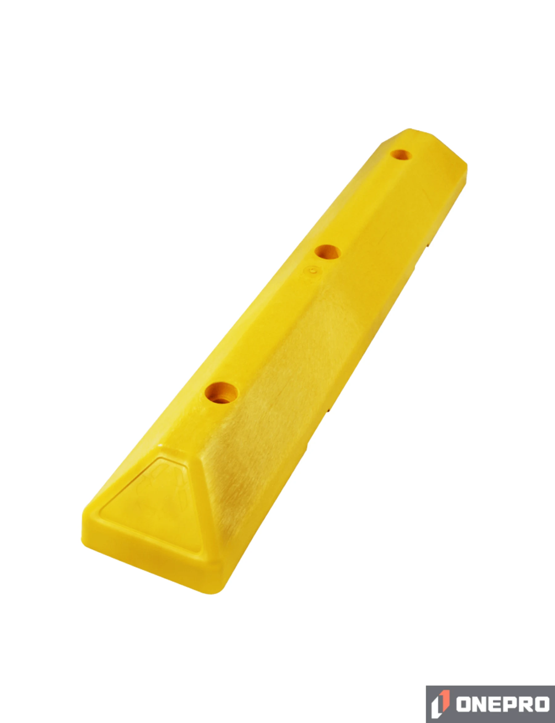 3\u0027 Yellow Recycled Plastic \u0027Commercial\u0027 Parking Block w/three 12\" Galvanized Steel Spikes