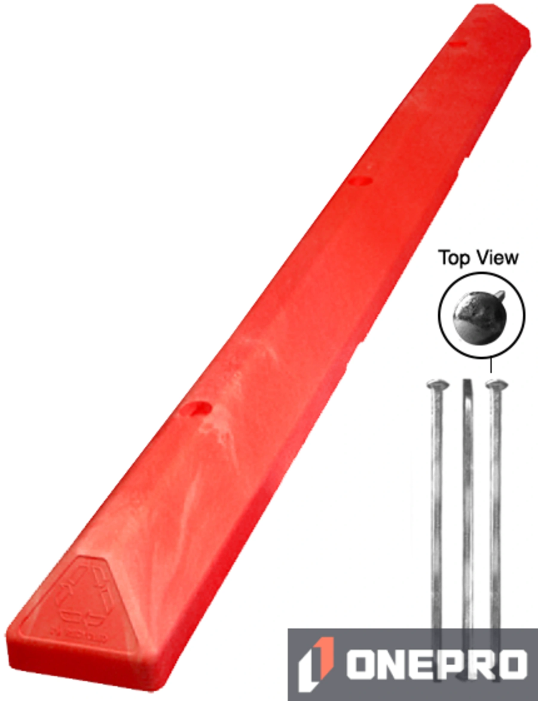 6\u0027 Red Recycled Plastic \u0027Commercial\u0027 Parking Block w/three 18\" Galvanized Steel Spikes