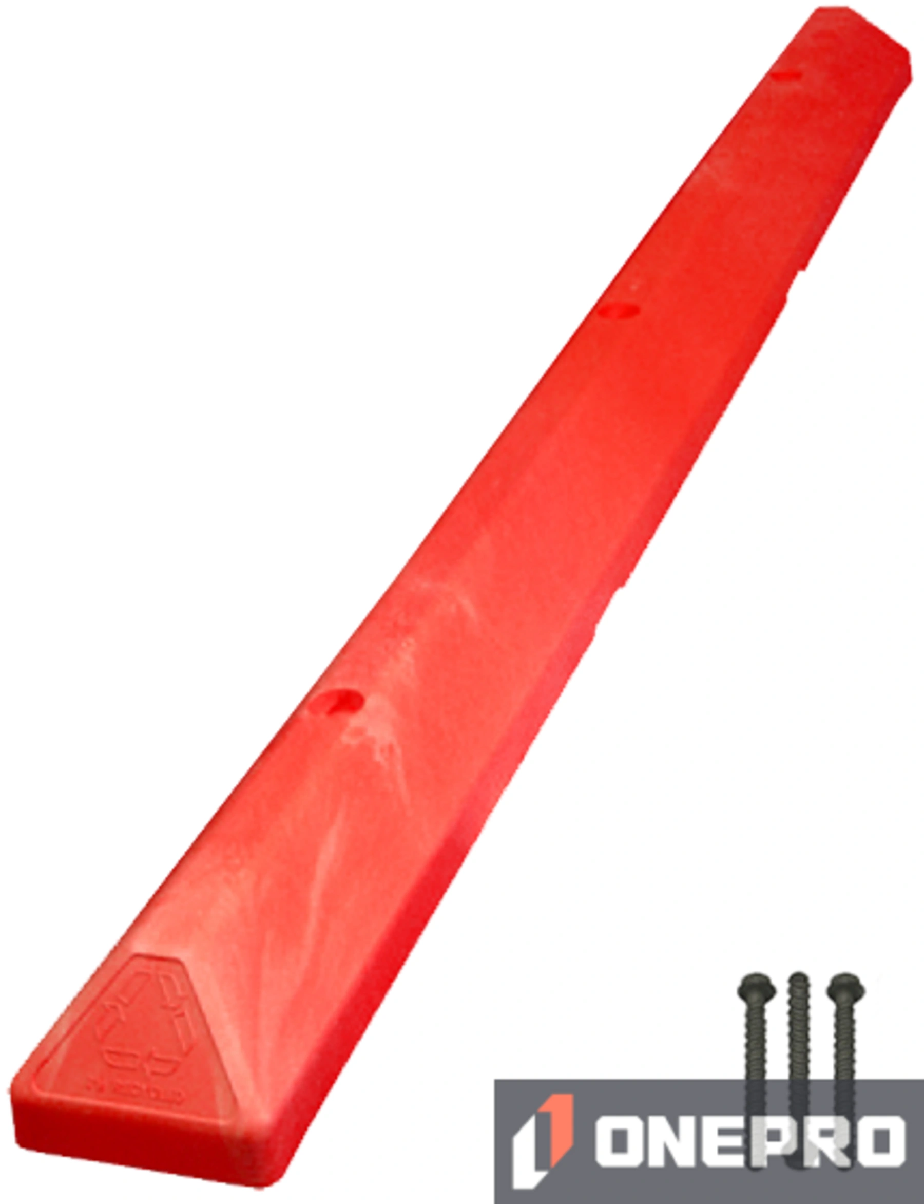 6\u0027 Red \u0027Commercial\u0027 Parking Block with three (3) Wedge-Bolt fasteners for Concrete
