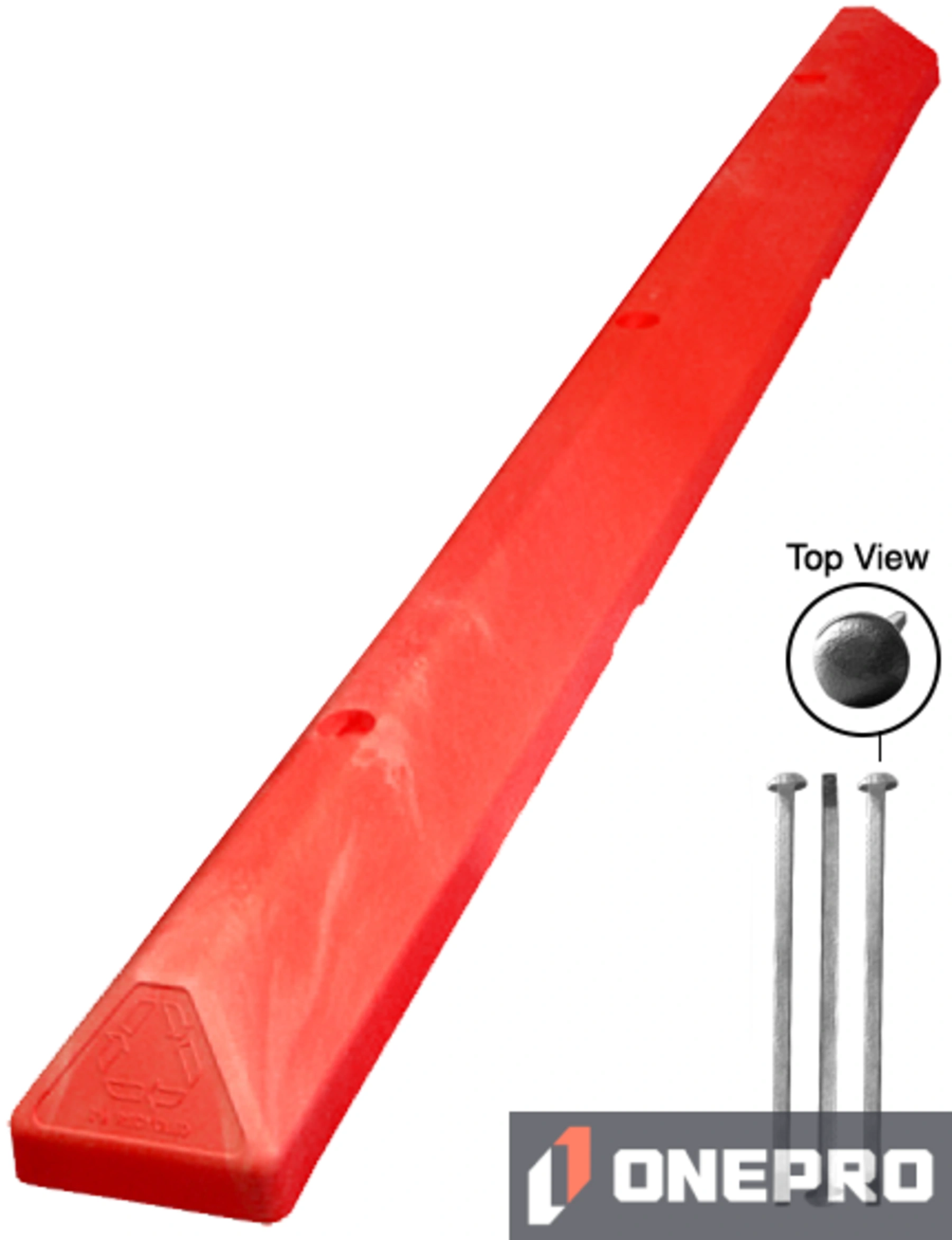 6\u0027 Red Recycled Plastic \u0027Commercial\u0027 Parking Block w/three 12\" Galvanized Steel Spikes