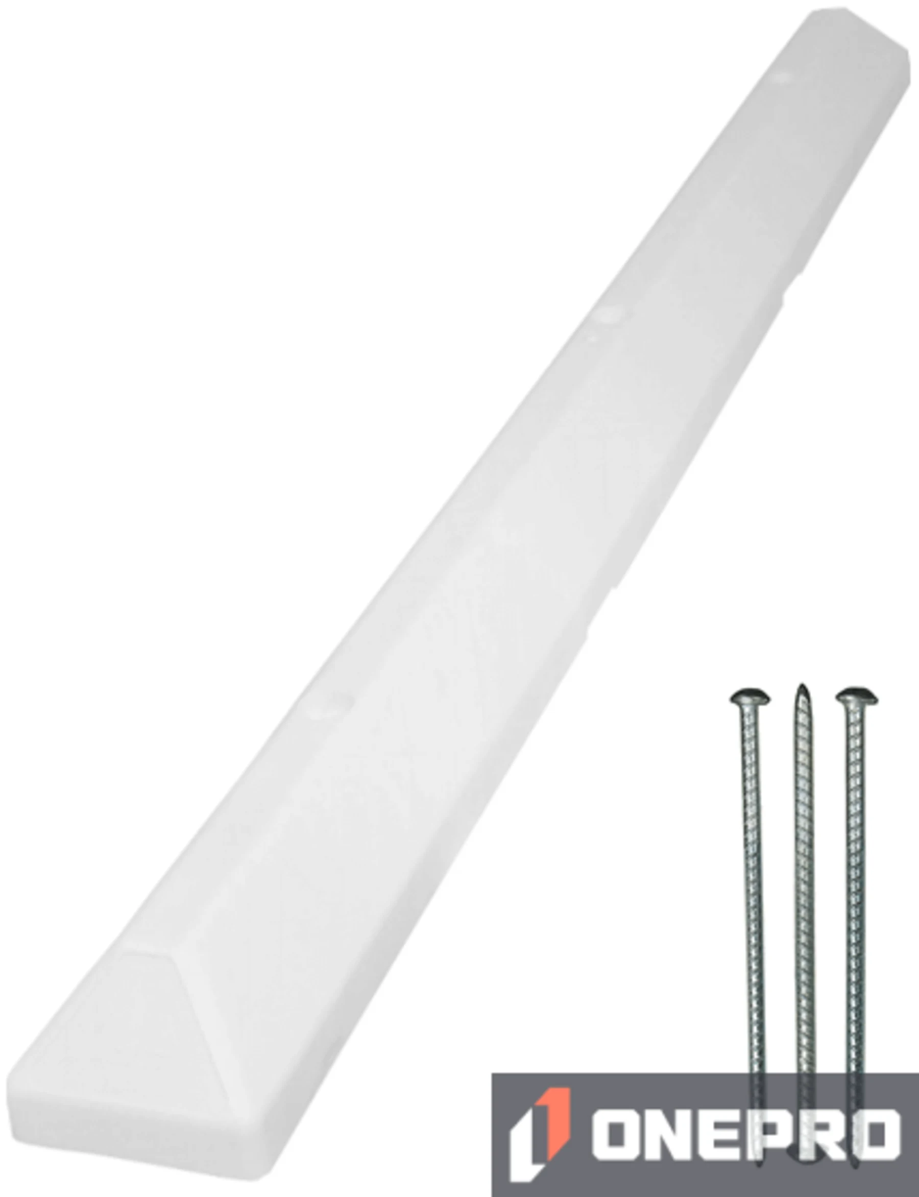 6\u0027 White Recycled Plastic \u0027Commercial\u0027 Parking Block w/three 14\" Galvanized Steel Spikes