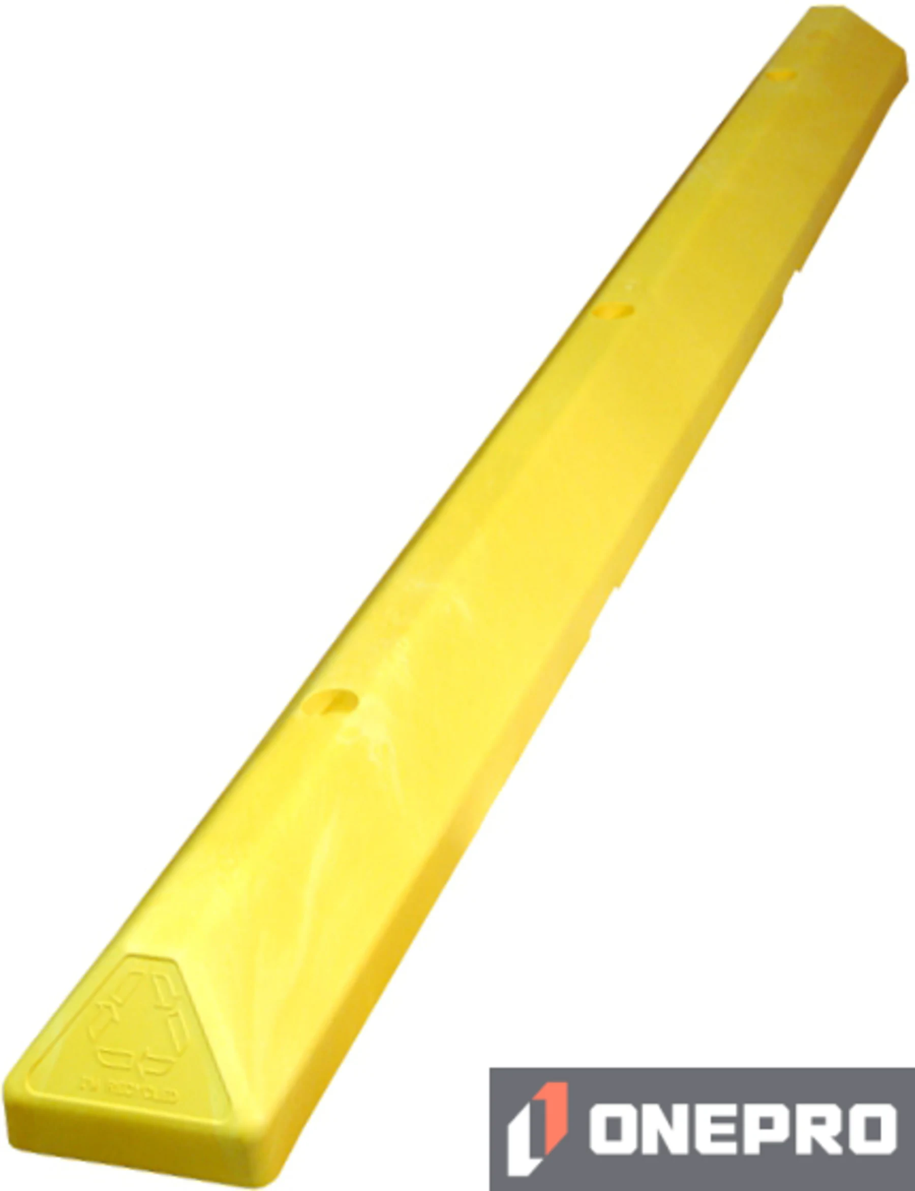 6\u0027 Yellow Recycled Plastic \u0027Commercial\u0027 Parking Block w/three 12\" Galvanized Steel Spikes