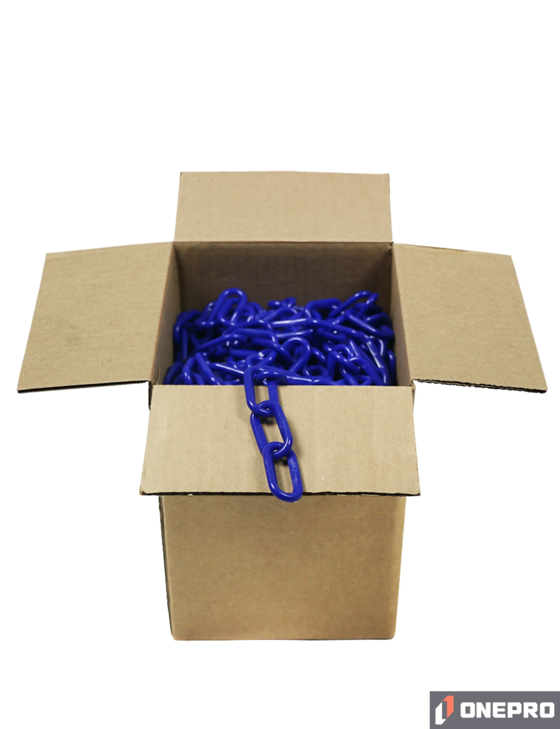 100\u0027 Box of Blue 2\" Link, Standard Plastic Chain