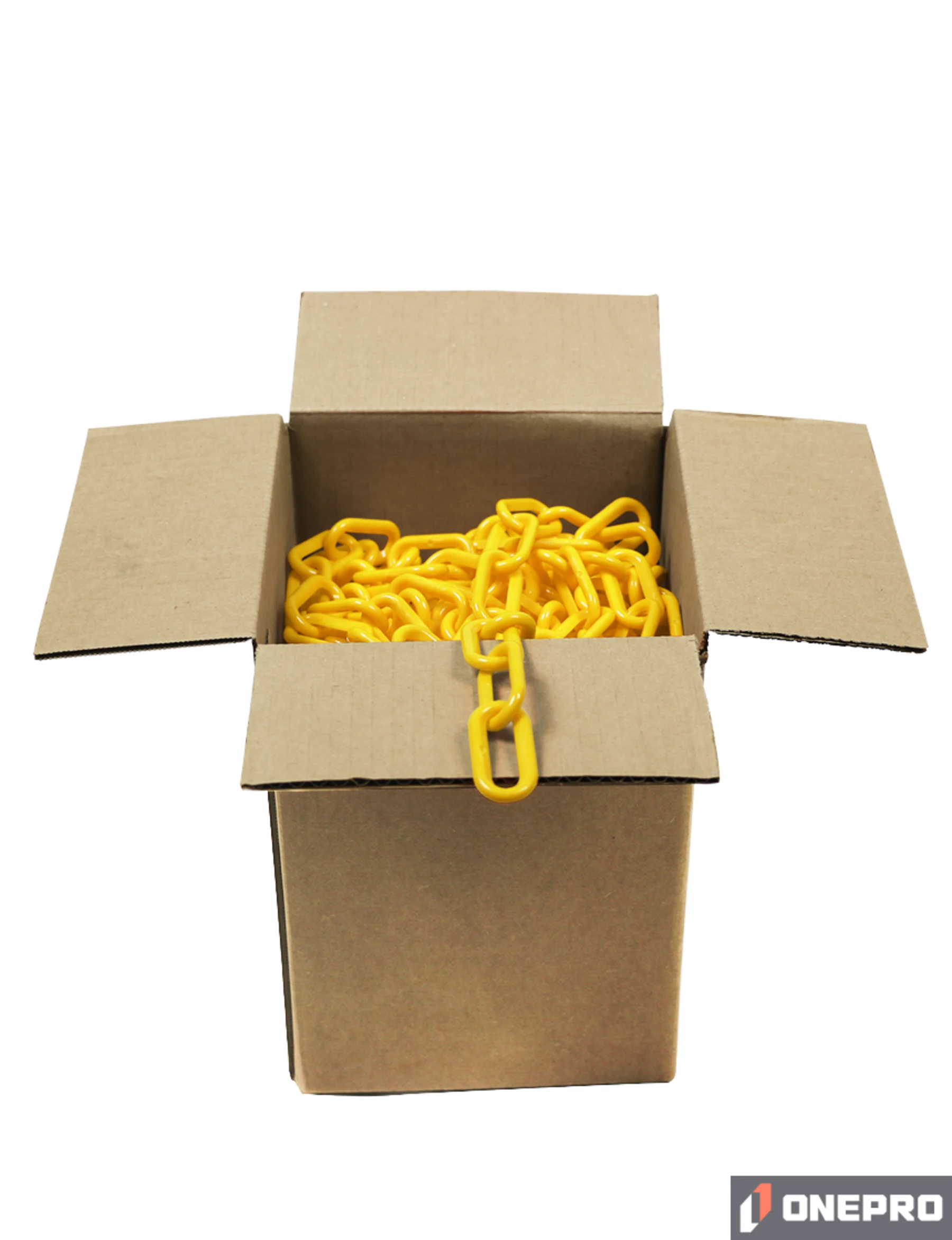 100\u0027 Box of Yellow 2\" Link, Standard Plastic Chain