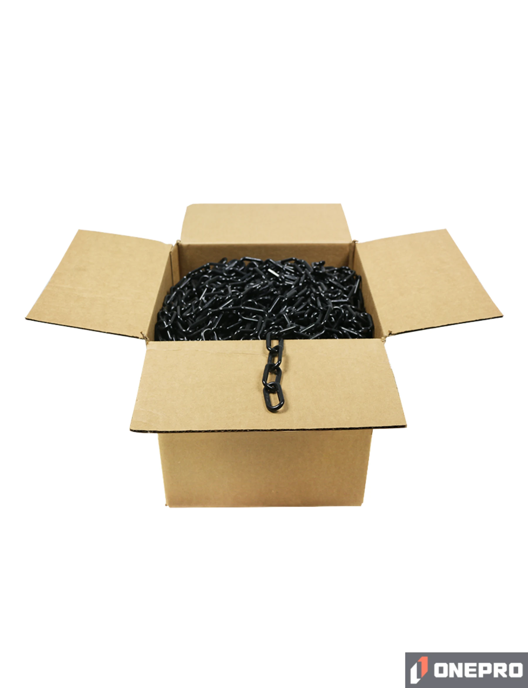 500\u0027 Box of Black 2\" Link, Standard Plastic Chain