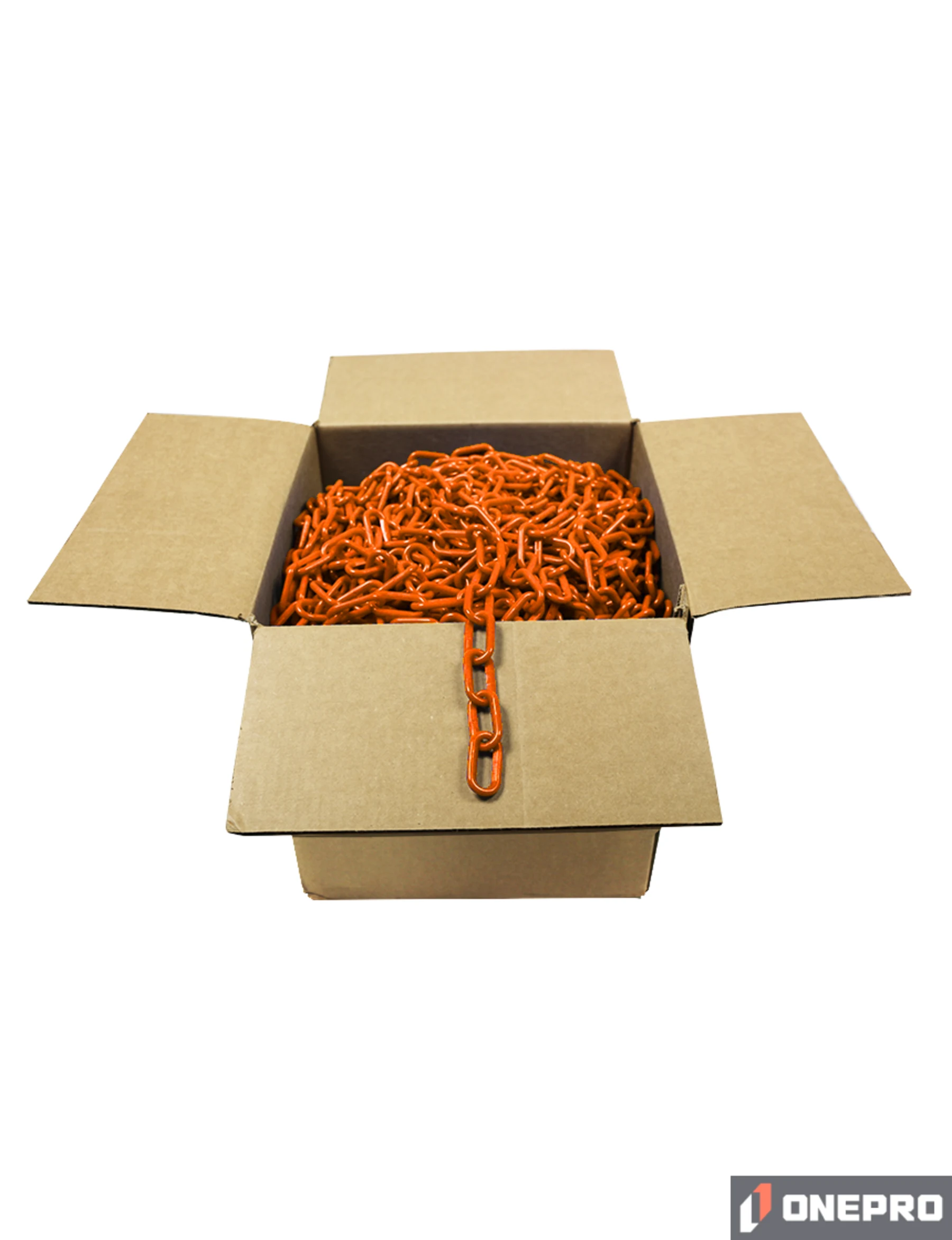 500\u0027 Box of Orange 2\" Link, Standard Plastic Chain