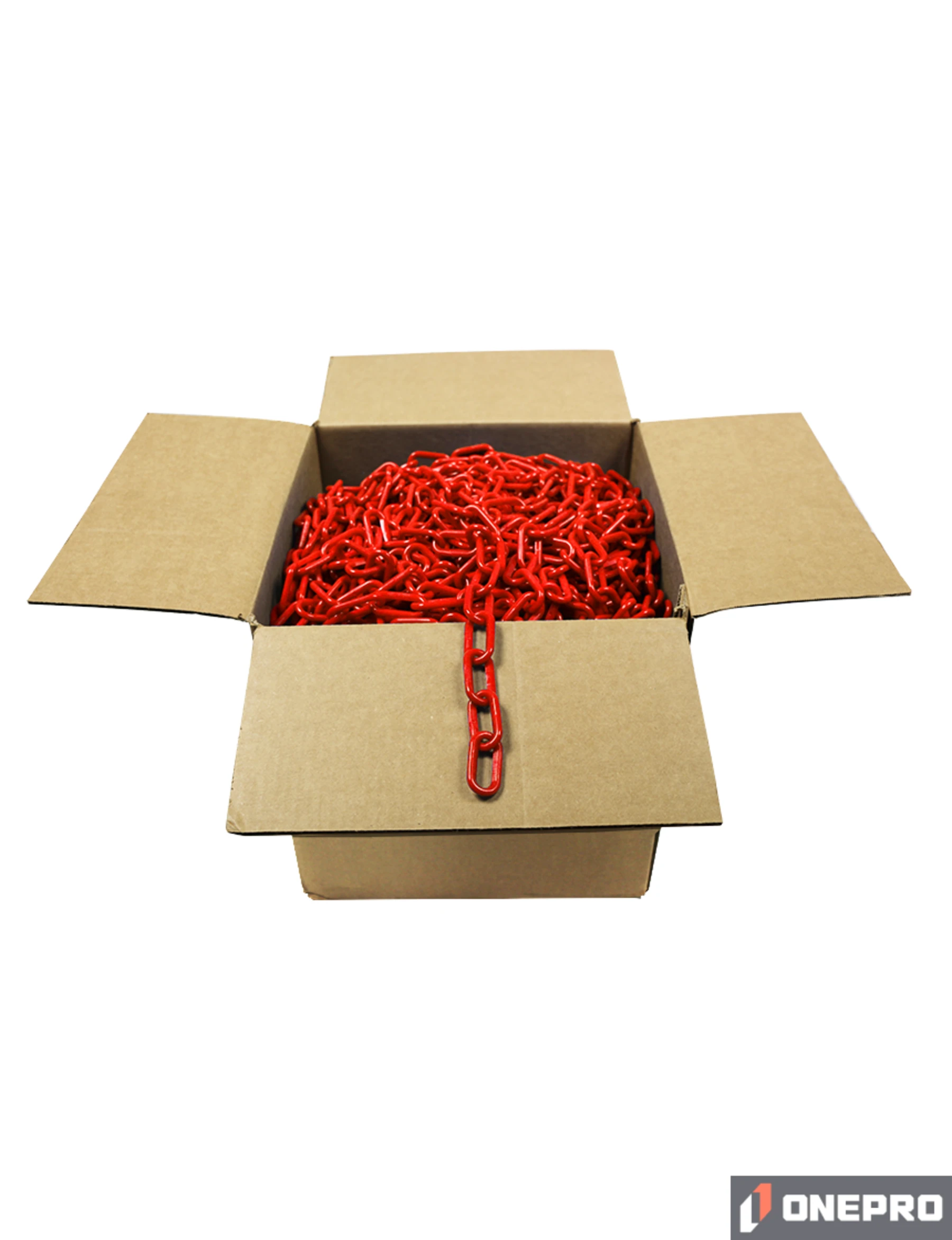 500\u0027 Box of Red 2\" Link, Standard Plastic Chain