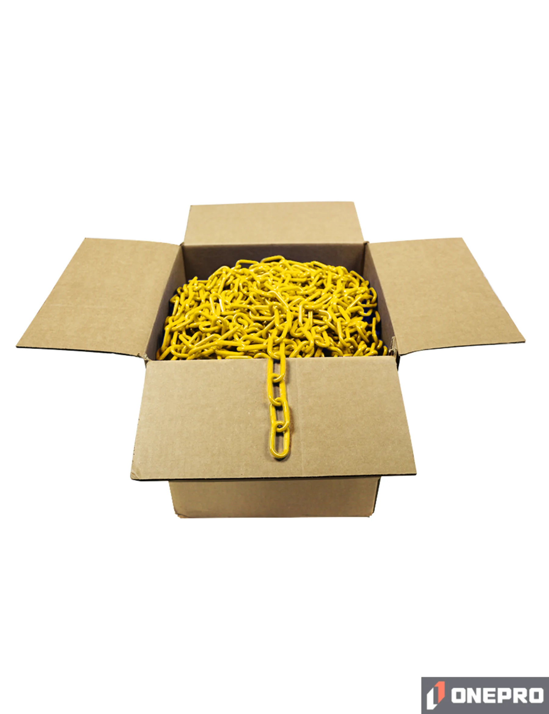 500\u0027 Box of Yellow 2\" Link, Standard Plastic Chain