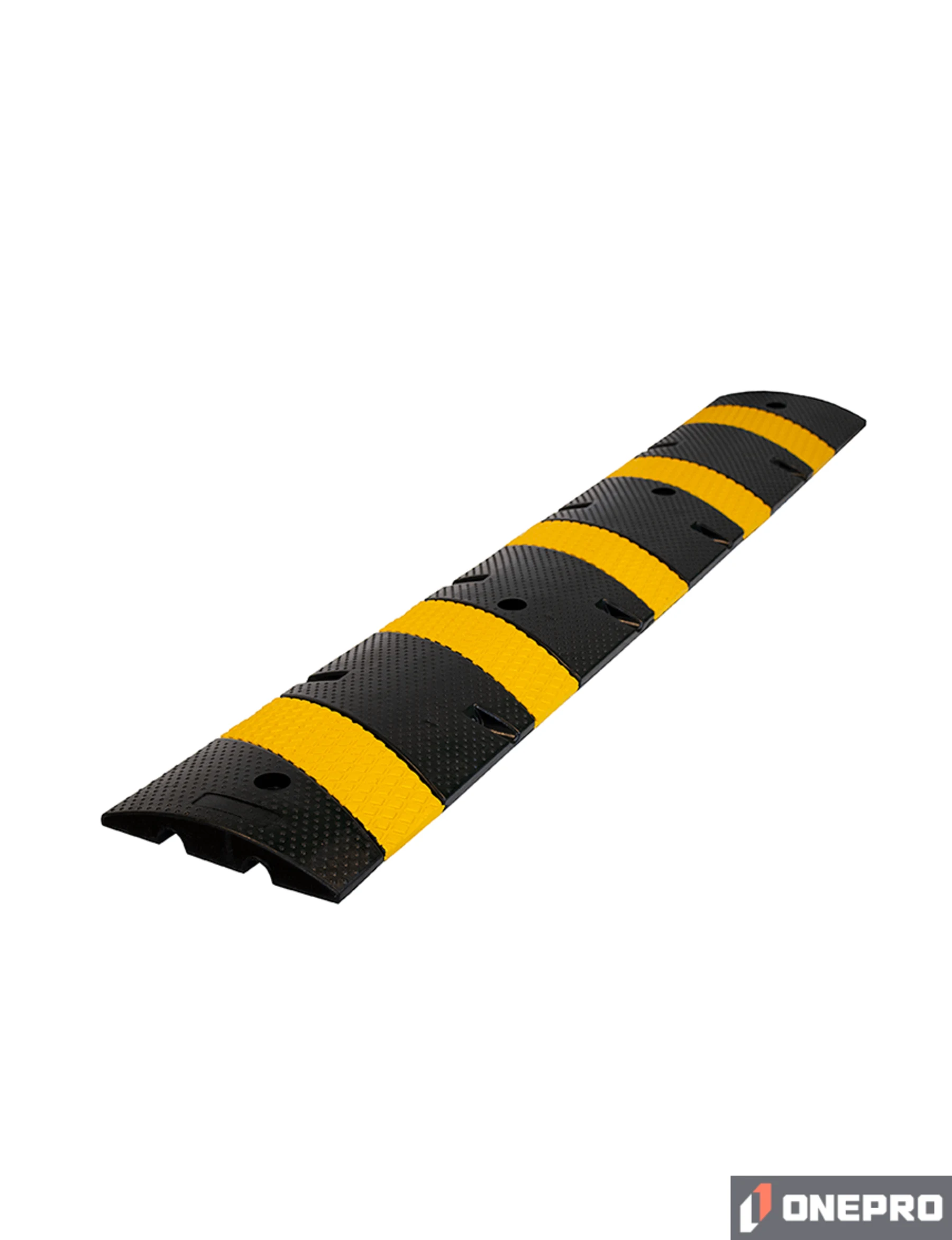 6\u0027 Economy Black \u0026 Yellow Rubber Speed Bump with Four (4) Spikes