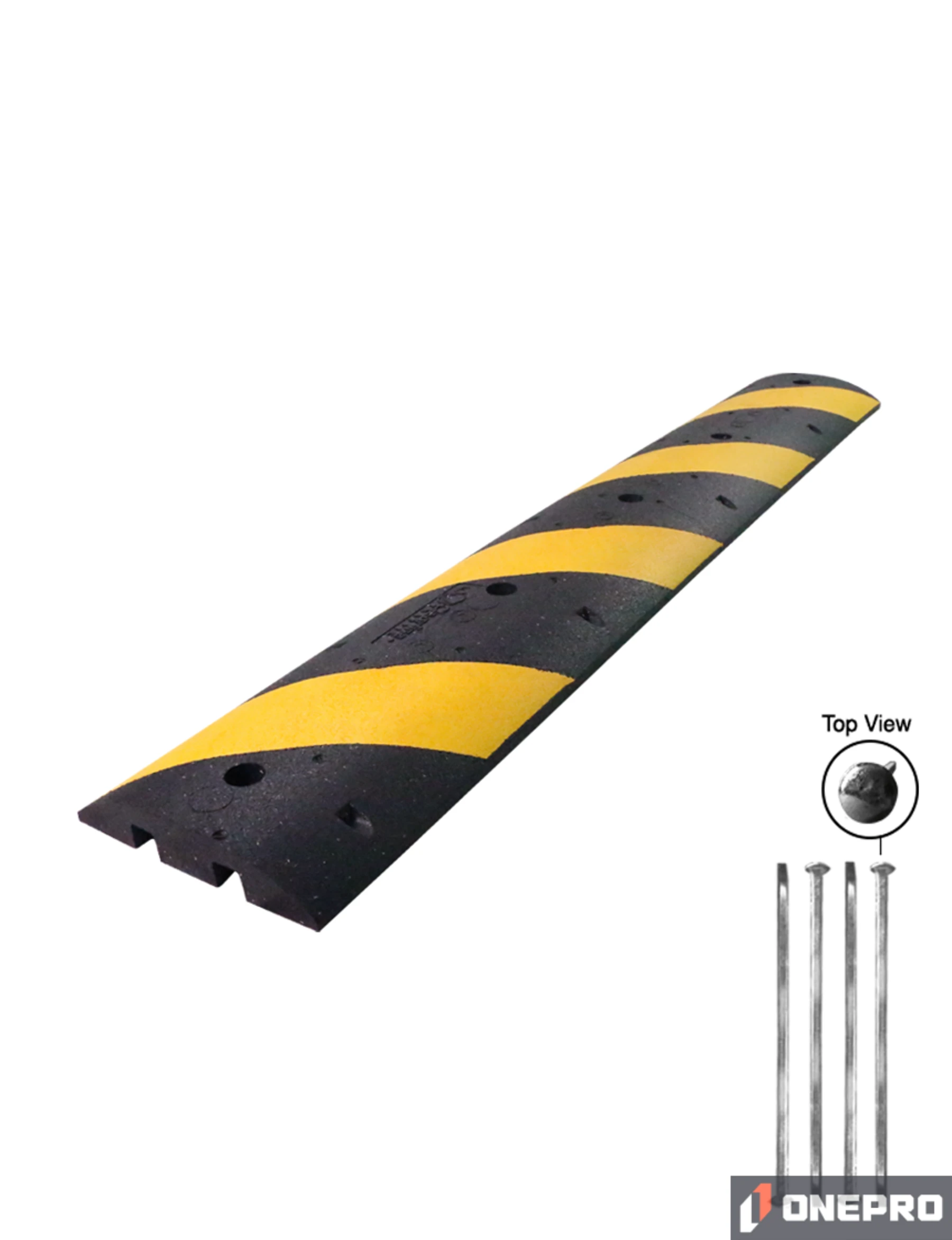 6\u0027 Clearline® Standard Duty Rubber Speed Bump with Five (5) 18\" Steel Spikes