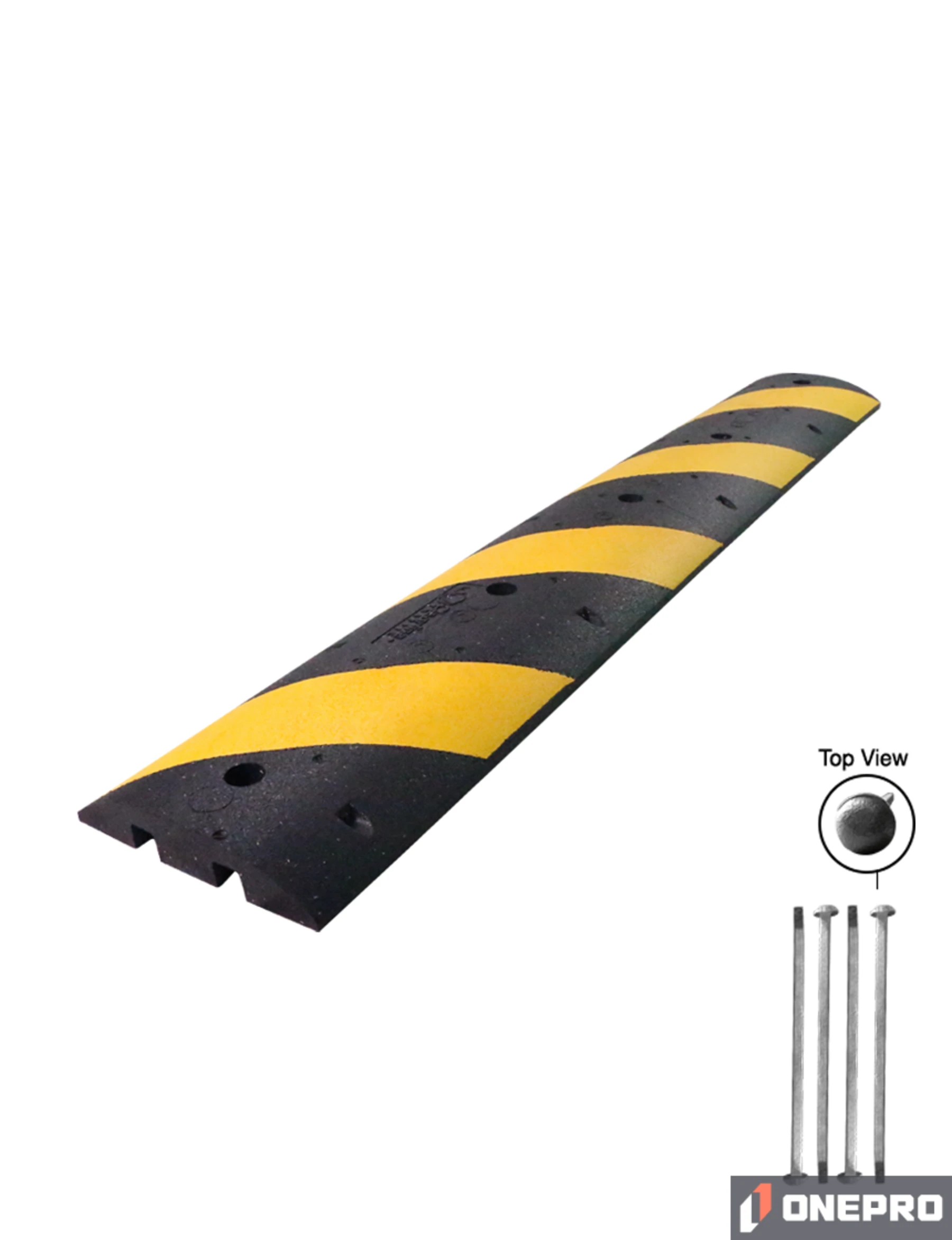 6\u0027 Clearline® Standard Duty Rubber Speed Bump with Five (5) 12\" Steel Spikes