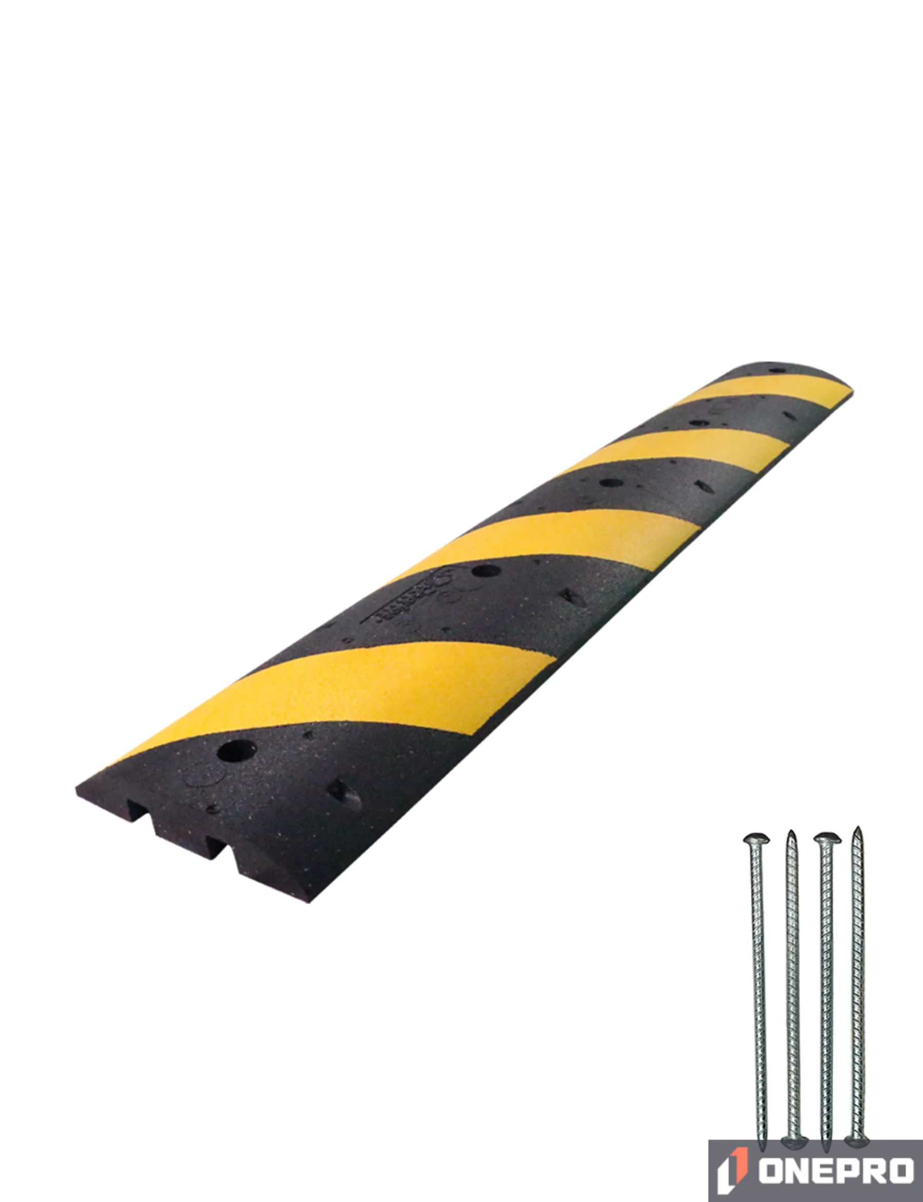 6\u0027 Clearline® Heavy Duty Rubber Speed Bump with Five (5) 14\" Galvanized Spikes