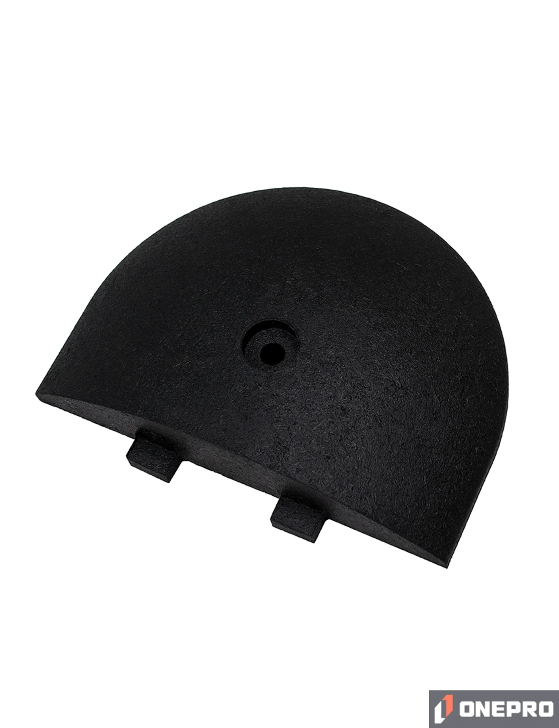 9\" Rounded End Cap for Rubber Speed Bump w/Red-Head LDT for Concrete